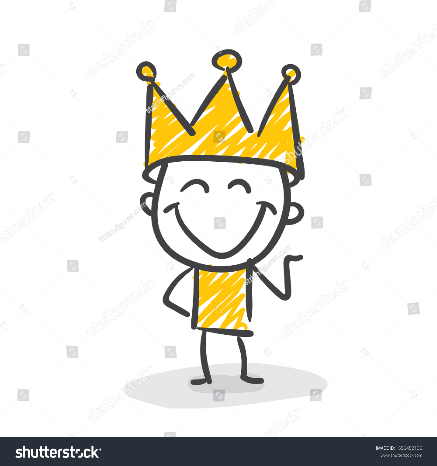 Smiling Stickman Stick Figure King Empire: vector de stock (libre de ...