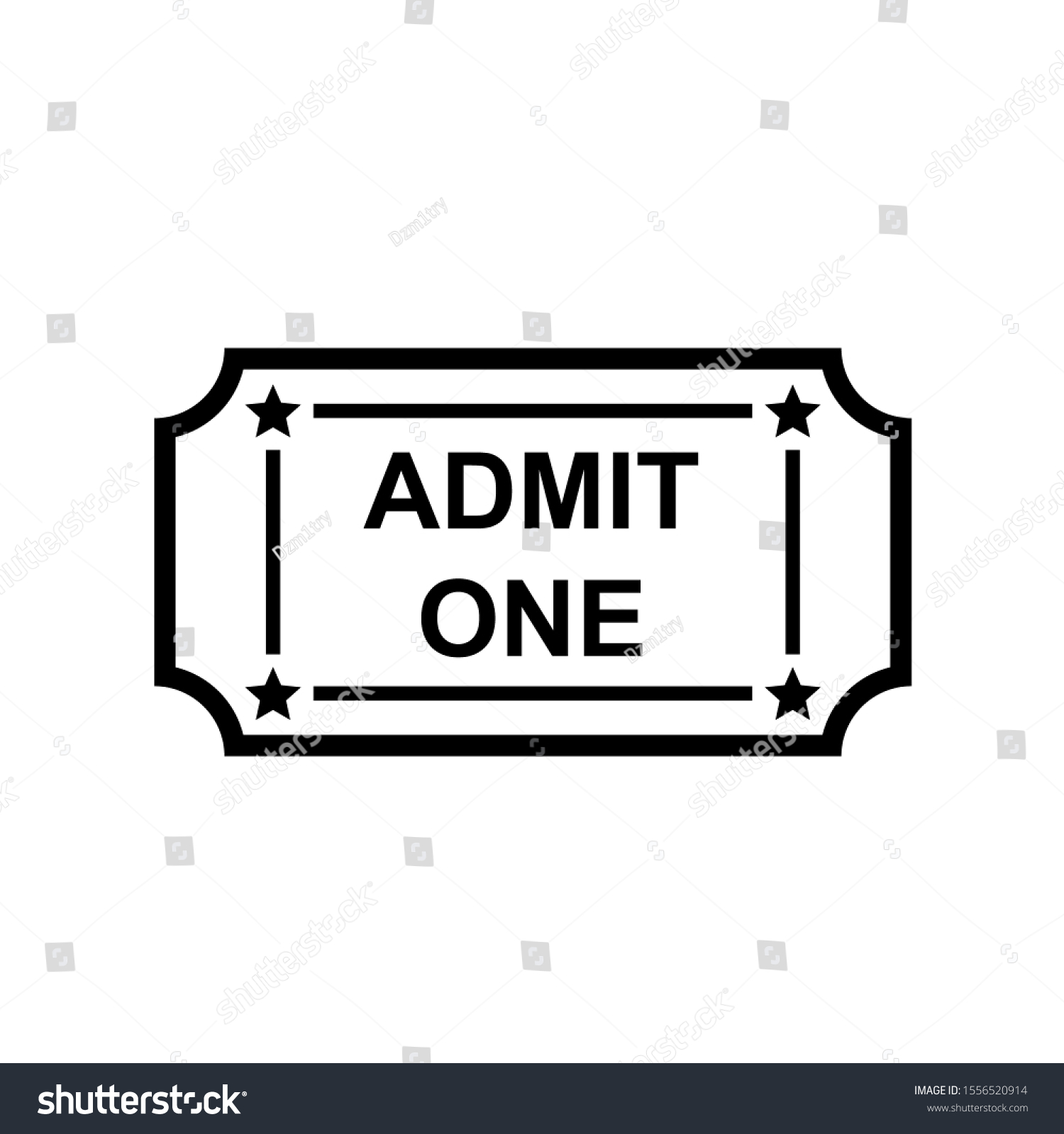 Admit One Ticket Outline Icon Clipart Stock Vector (Royalty Free ...