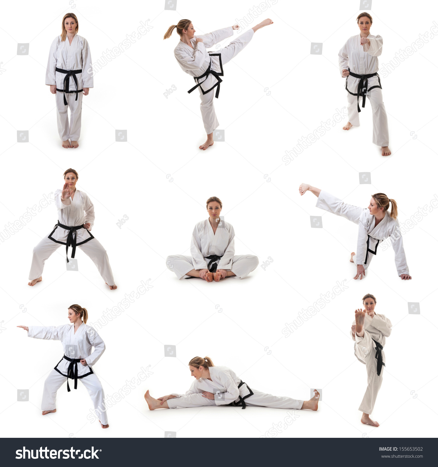 Blonde Martial Arts Girl Kimono Exercising Stock Photo 155653502 ...