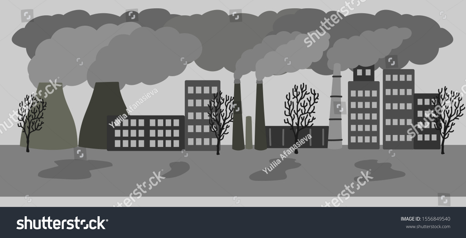 Vector Hand Drawn Illustration Polluted City Stock Vector (Royalty Free ...