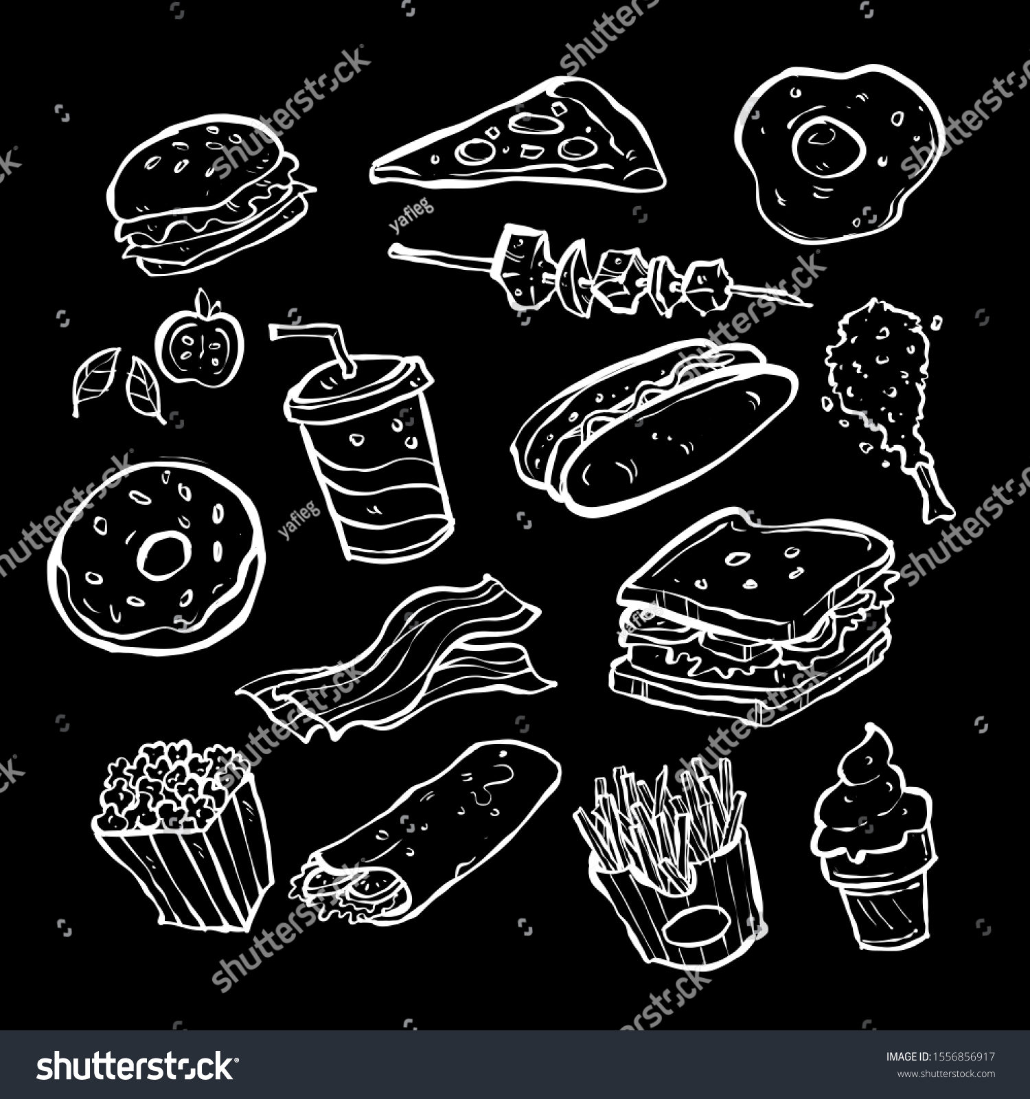 Illustration Fast Food List Stock Illustration 1556856917 | Shutterstock