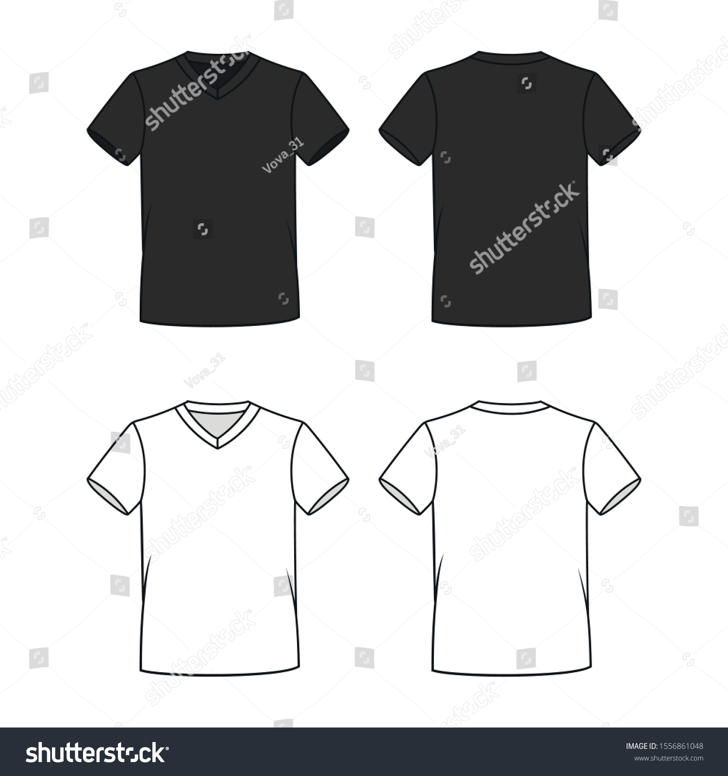 Empty White Black Shirt Design Realistic Stock Vector (Royalty Free ...