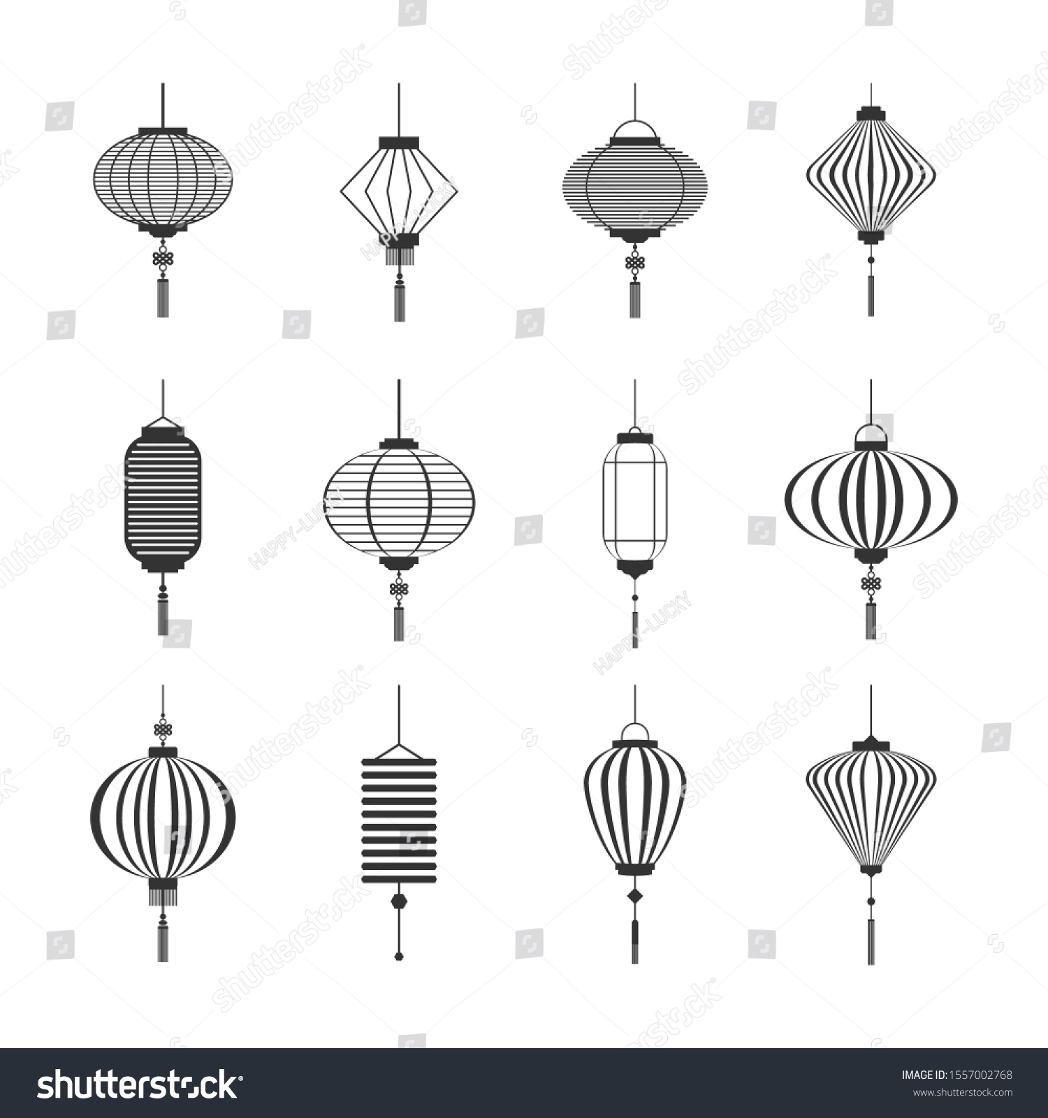 Set Black Lantern Design Elements Lantern Stock Vector (Royalty Free ...