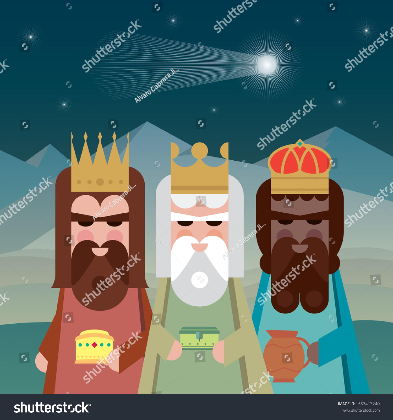 Three Magic Kings Orient Cartoons Vector Stock Vector (Royalty Free ...