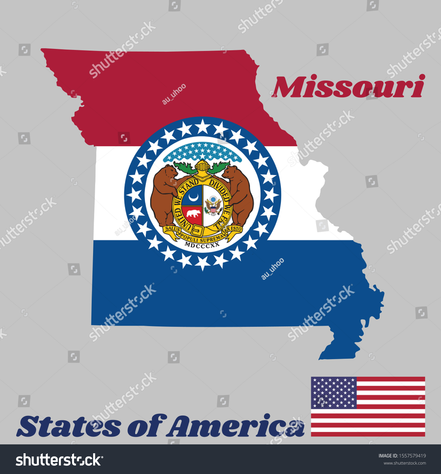 Map Outline Flag Illinois Red White Stock Vector (Royalty Free ...