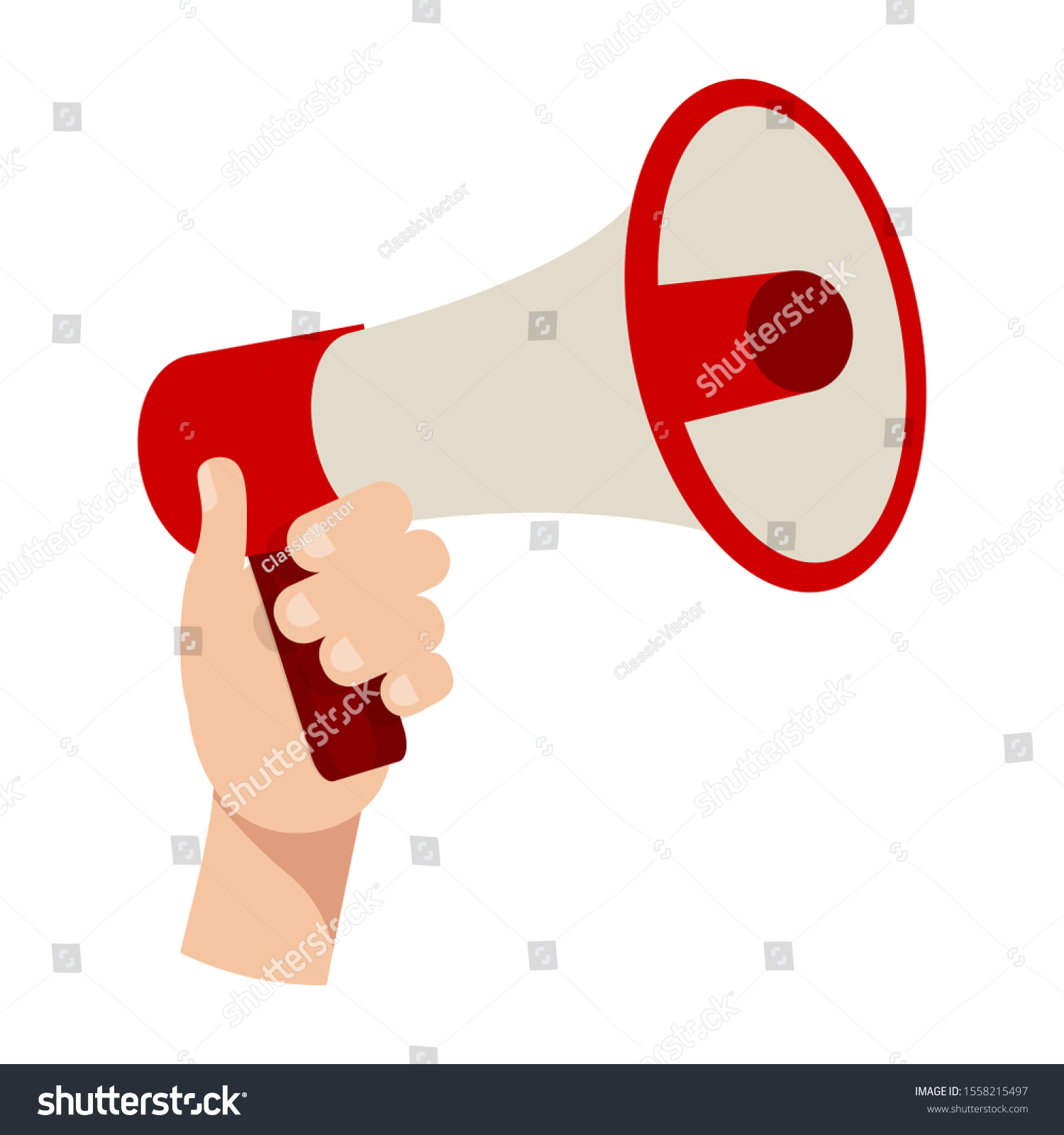 Loudspeaker Hand Flat Vector Illustration Megaphone Stock Vector ...