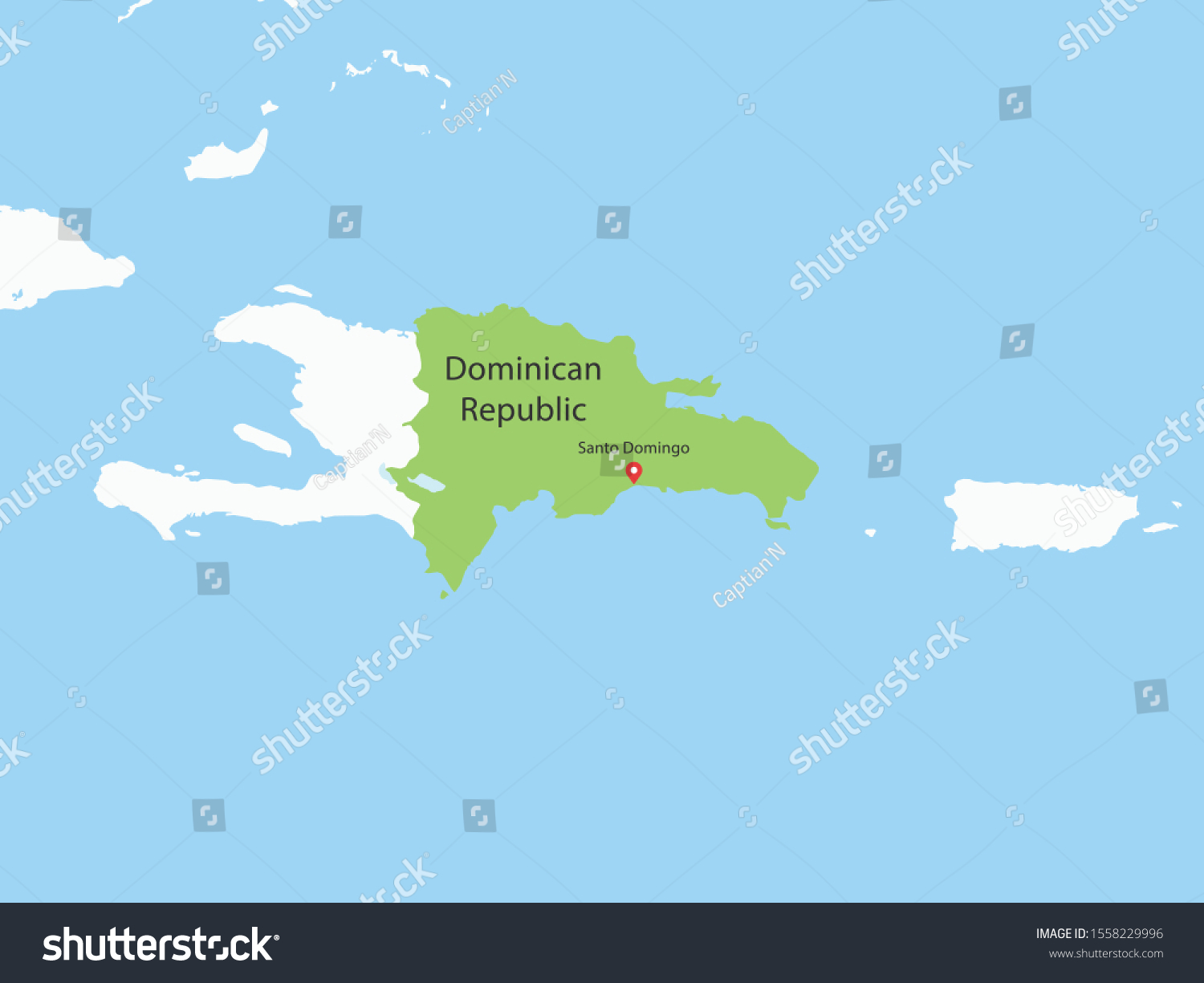 High Detailed Map Dominican Republic Capital Stock Vector (Royalty Free ...