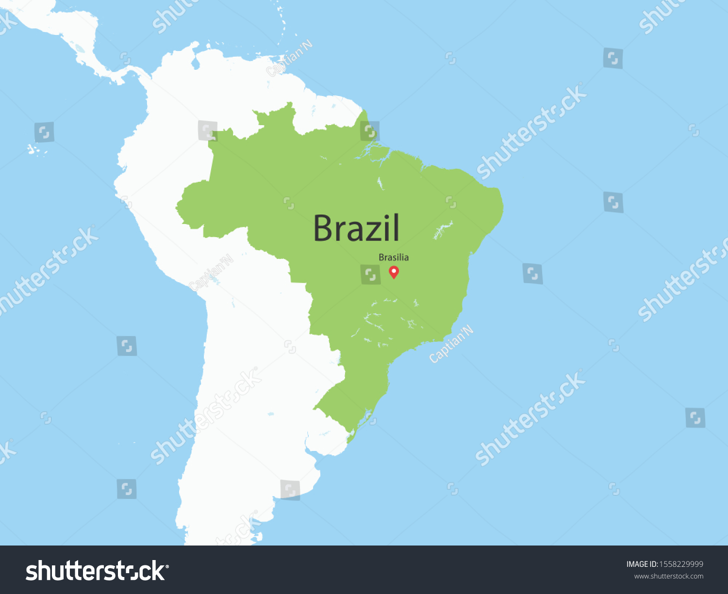 High Detailed Map Brazil Capital Fully Stock Vector Royalty Free