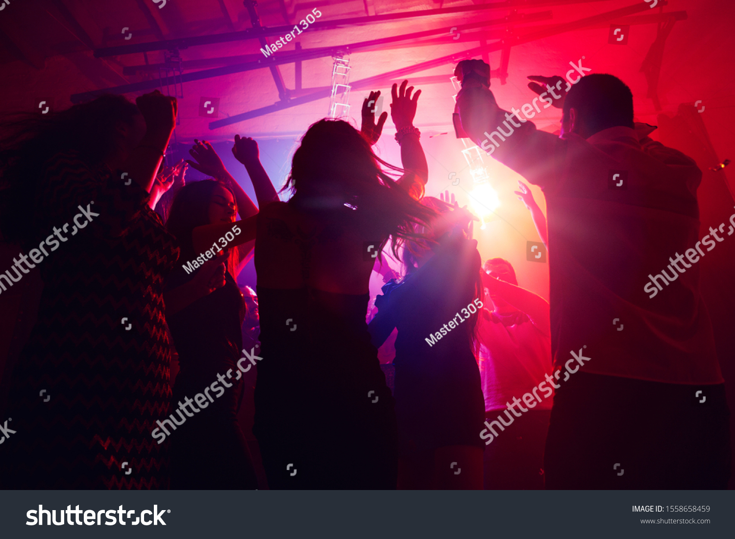 Lightning Crowd People Silhouette Raises Their Stock Photo 1558658459 ...