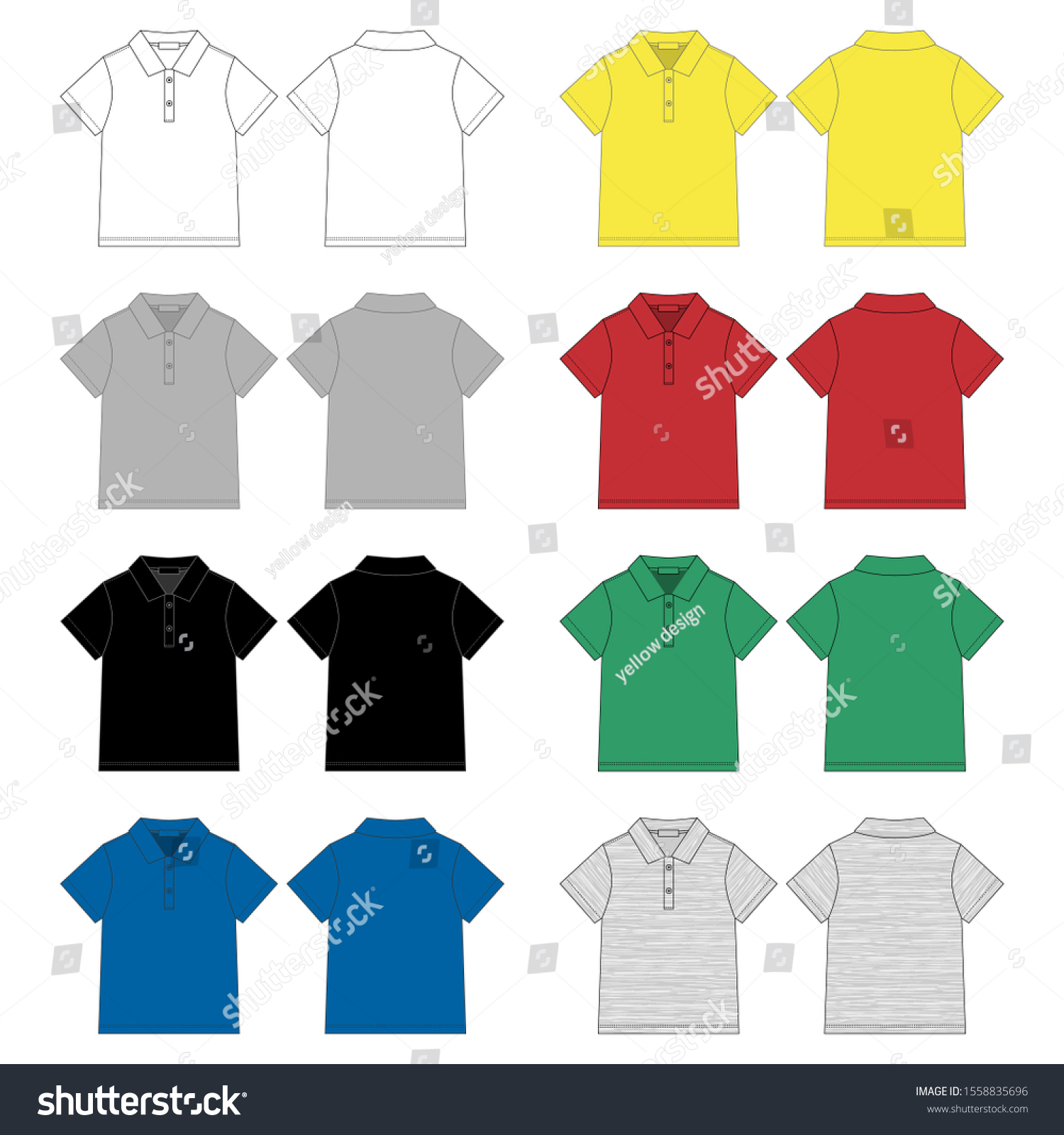 Set Technical Sketch Polo T Shirt Stock Vector (Royalty Free ...
