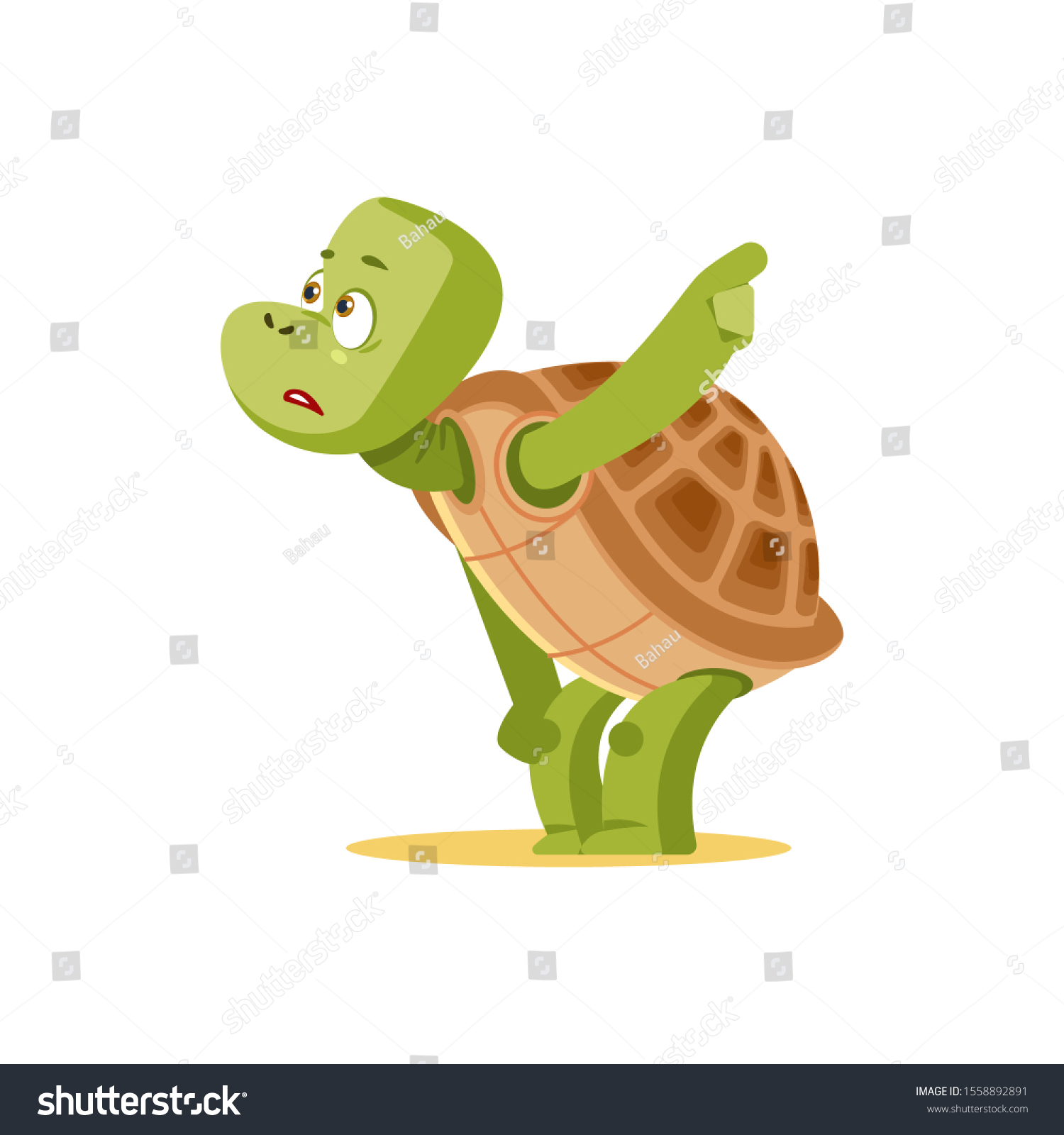 Cartoon Turtle Afraid Scared Tortoise Talks Stock Vector (Royalty Free ...