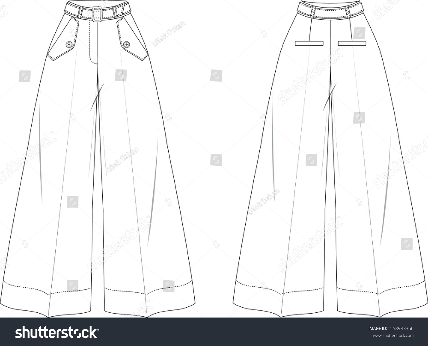 Technical Drawing Fashion Illustration Vector Front Stock Vector ...