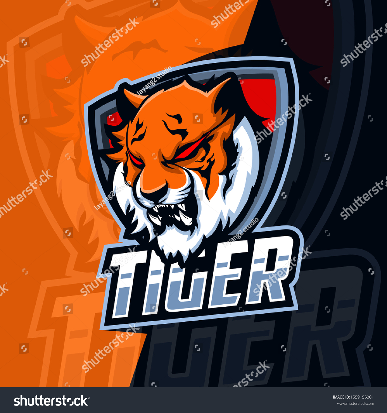 Tiger Mascot Esport Logo Design Stock Vector (Royalty Free) 1559155301 ...