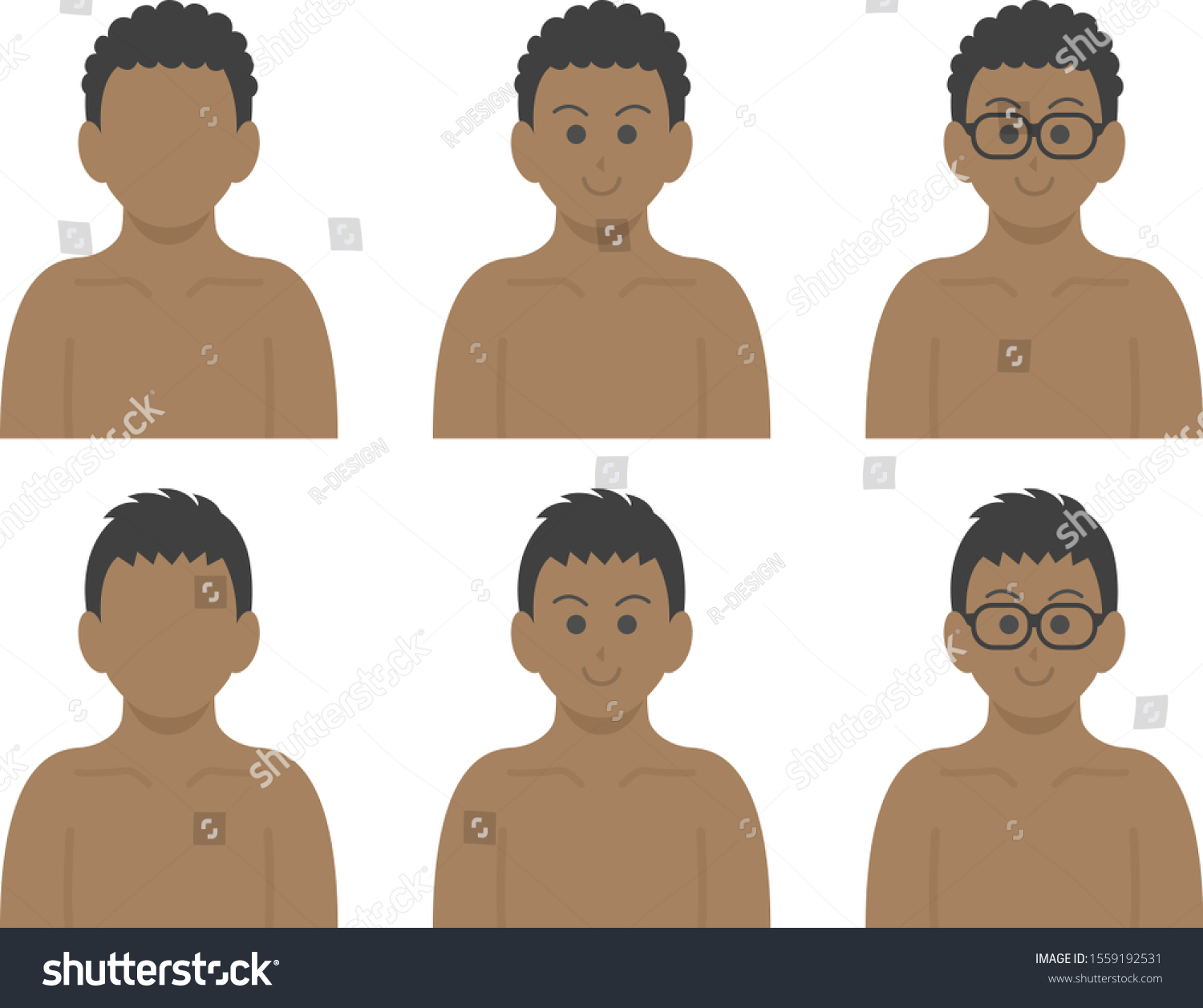 Vektor Stok Shirtless Male Illustration People Icon Set Tanpa Royalti Shutterstock