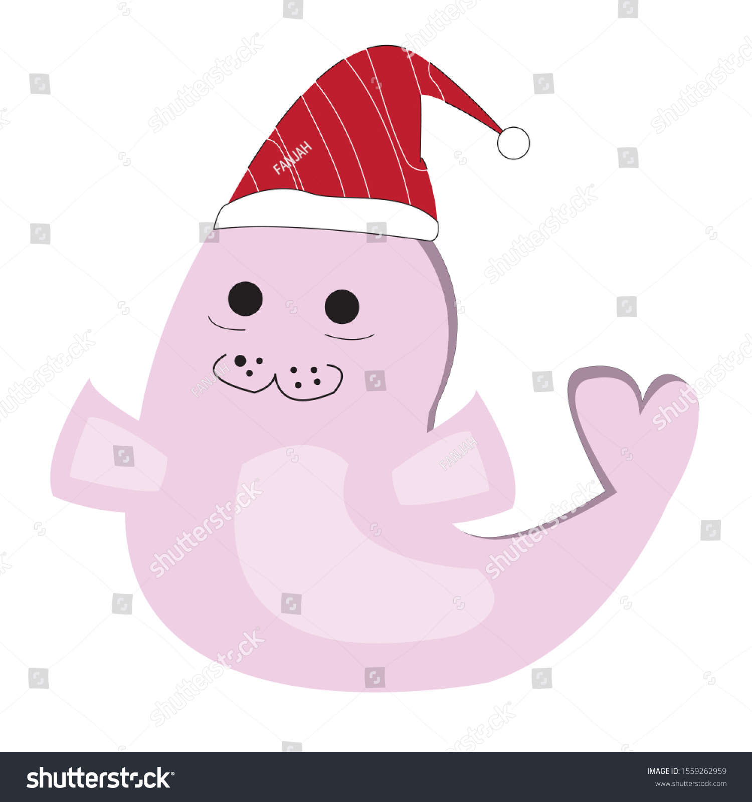 manatee with santa hat