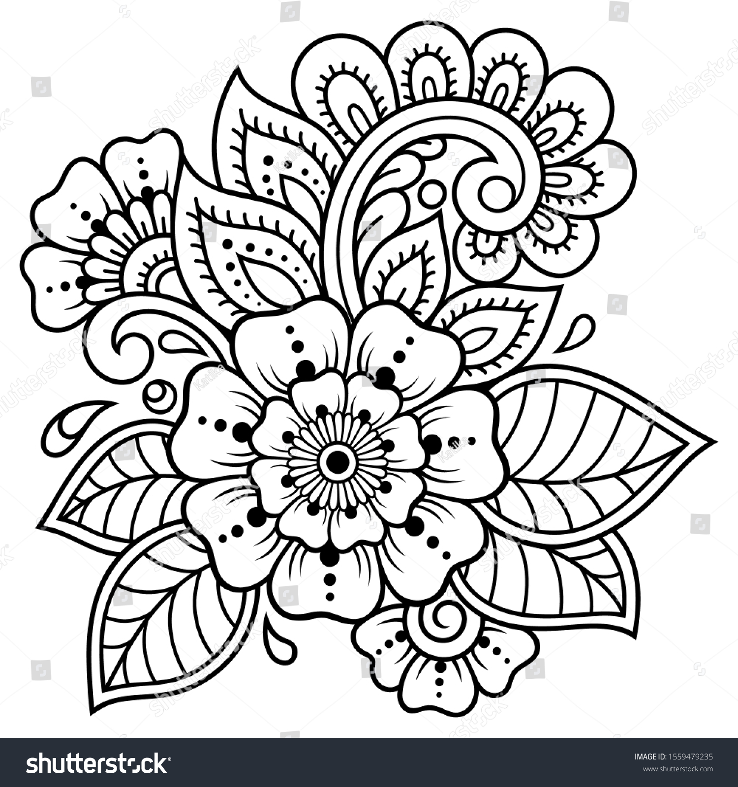 Mehndi Flower Pattern Henna Drawing Tattoo Stock Vector (Royalty Free ...