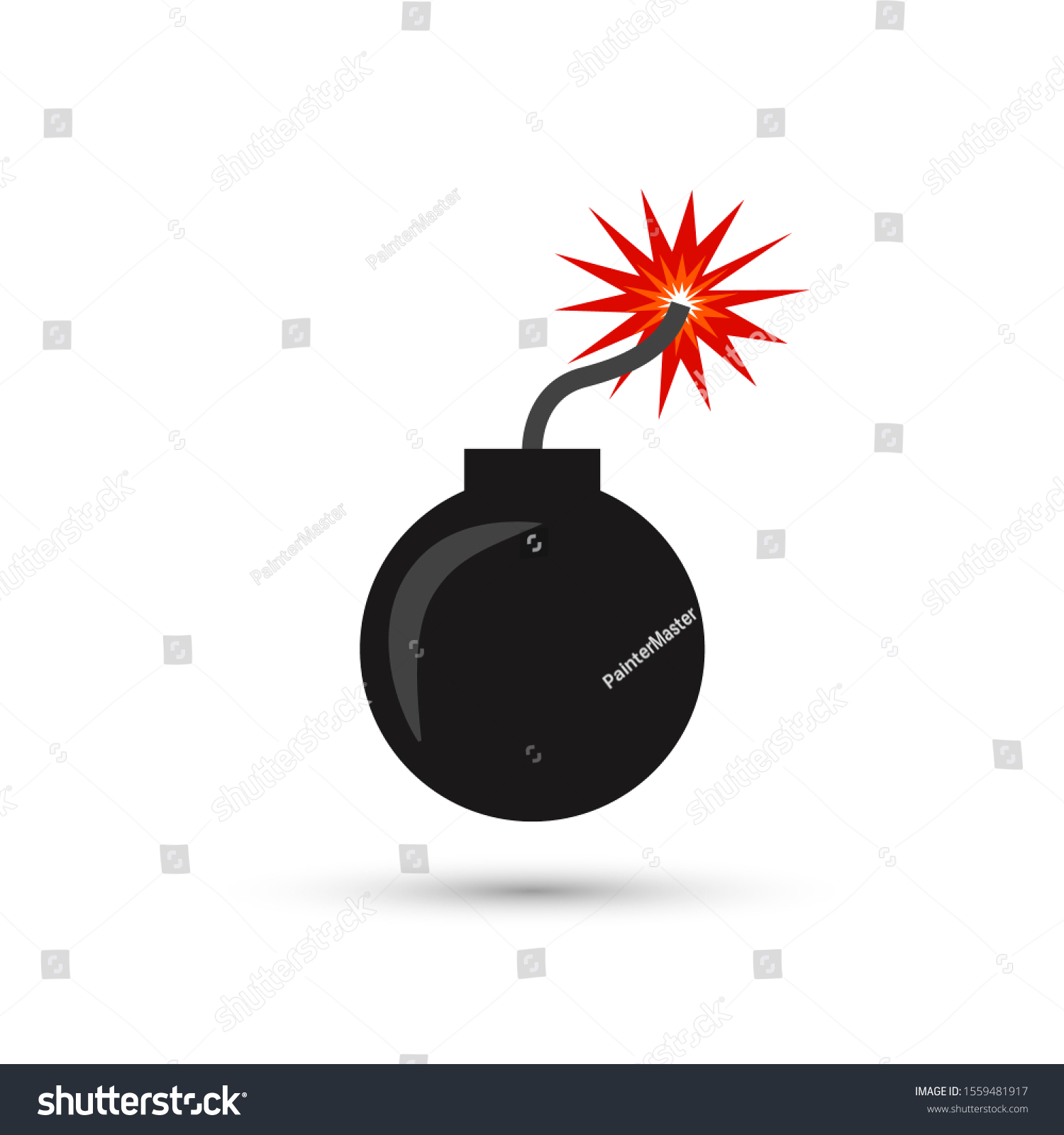 Vector Bomb Burning Wick On White Stock Vector (Royalty Free ...