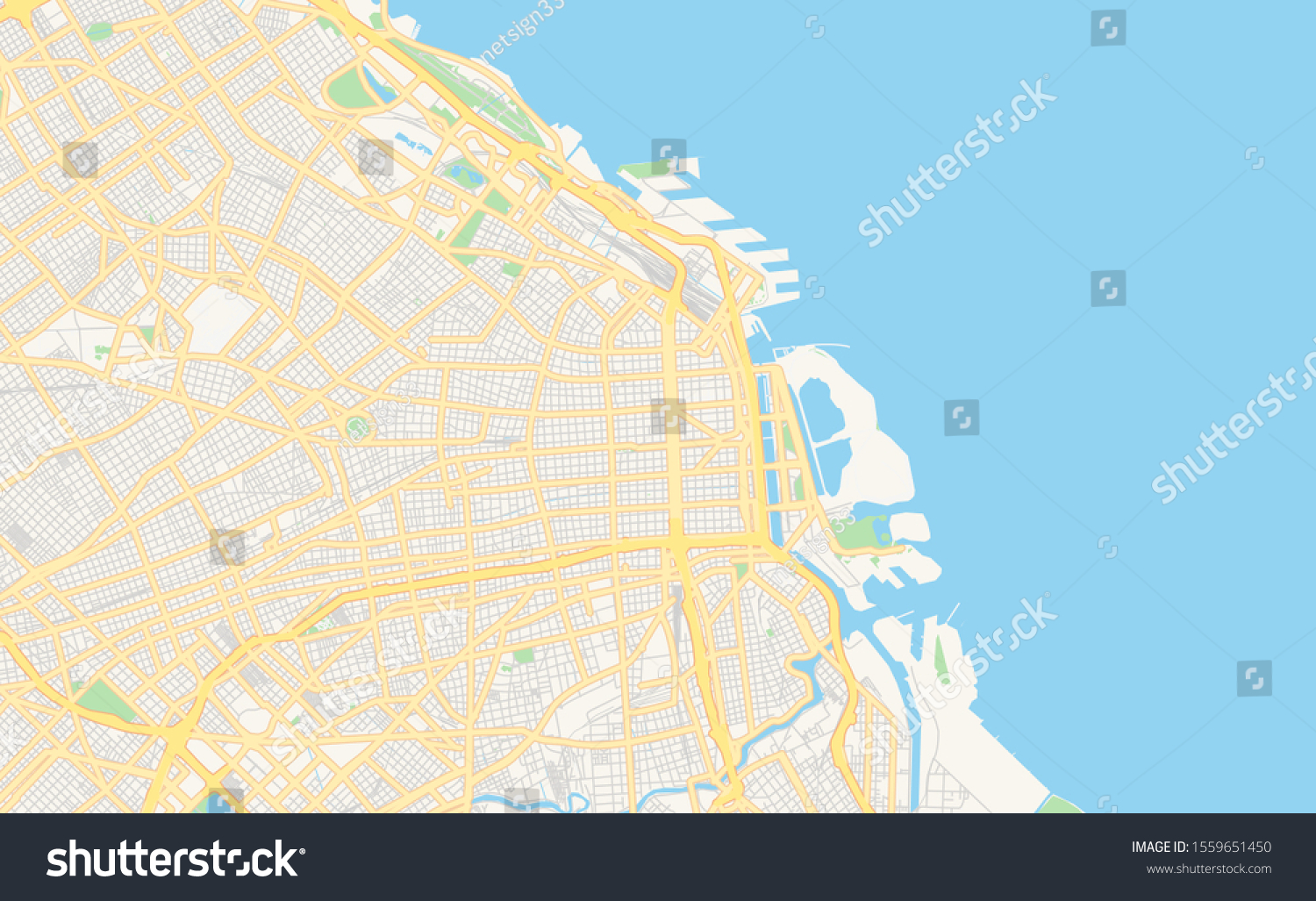 Printable Street Map Buenos Aires Argentina Stock Vector (Royalty Free ...