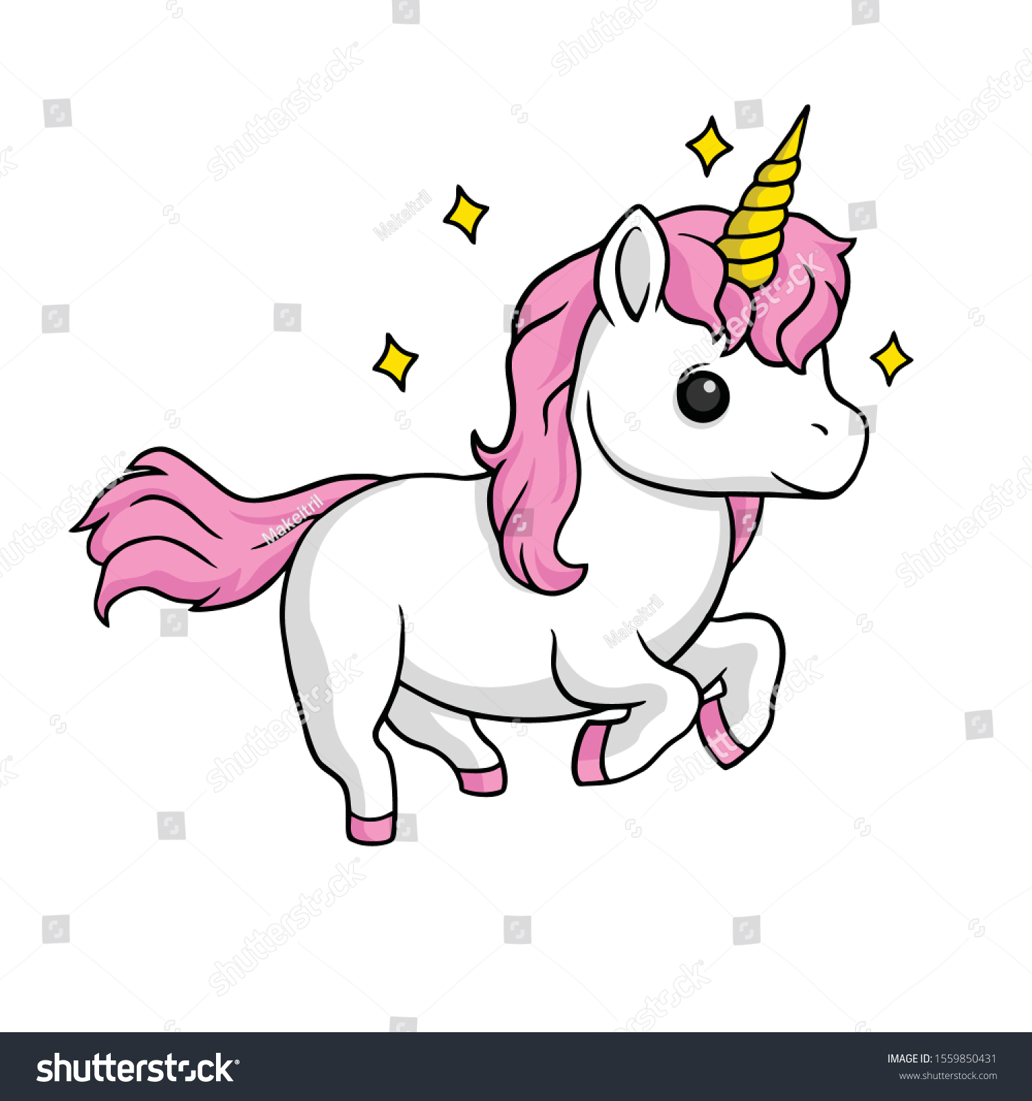 Beautiful Unicorn Stars Illustration Vector Stock Vector (Royalty Free ...