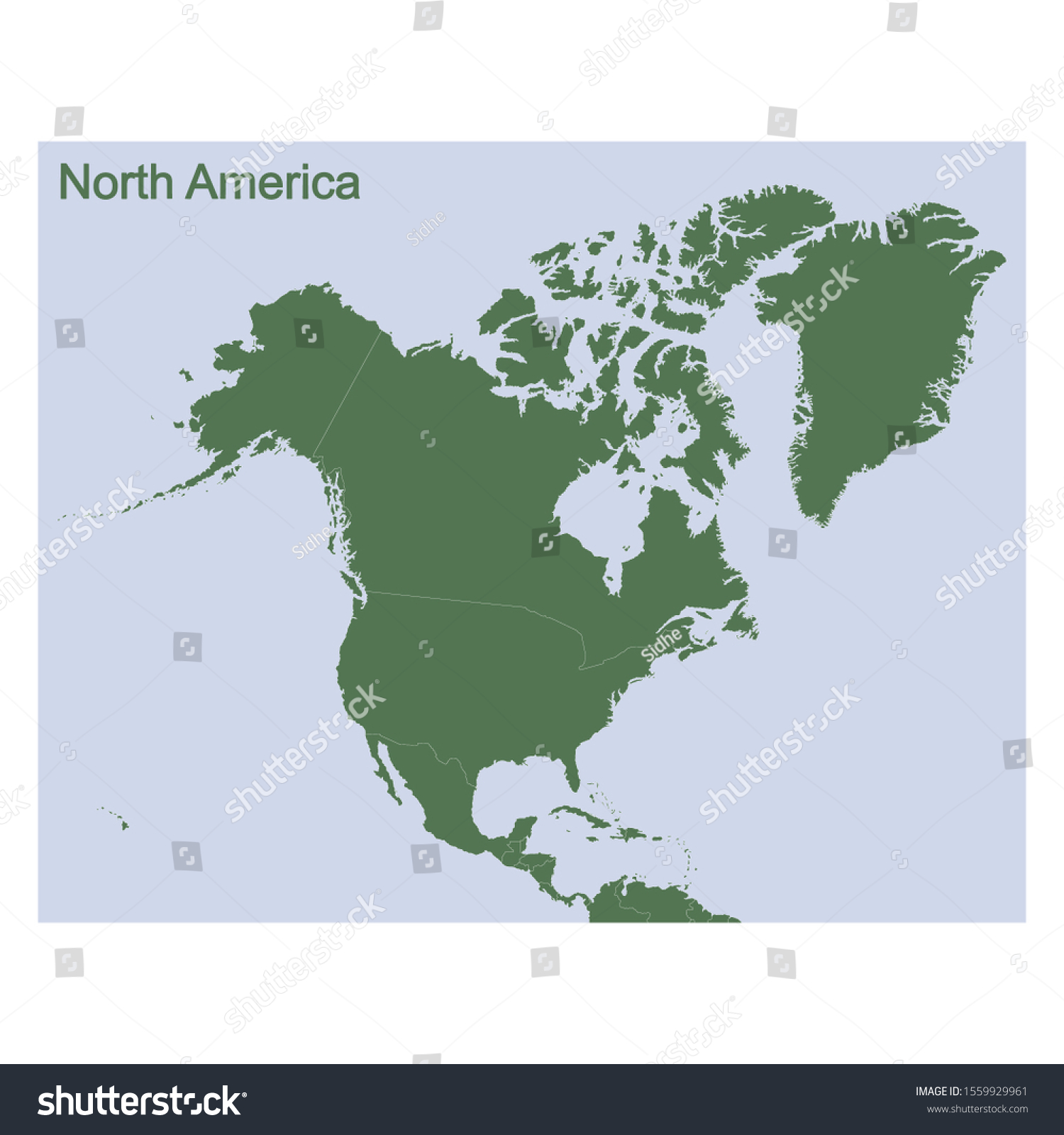 Vector Illustration Political Map North America Stock Vector Royalty Free 1559929961