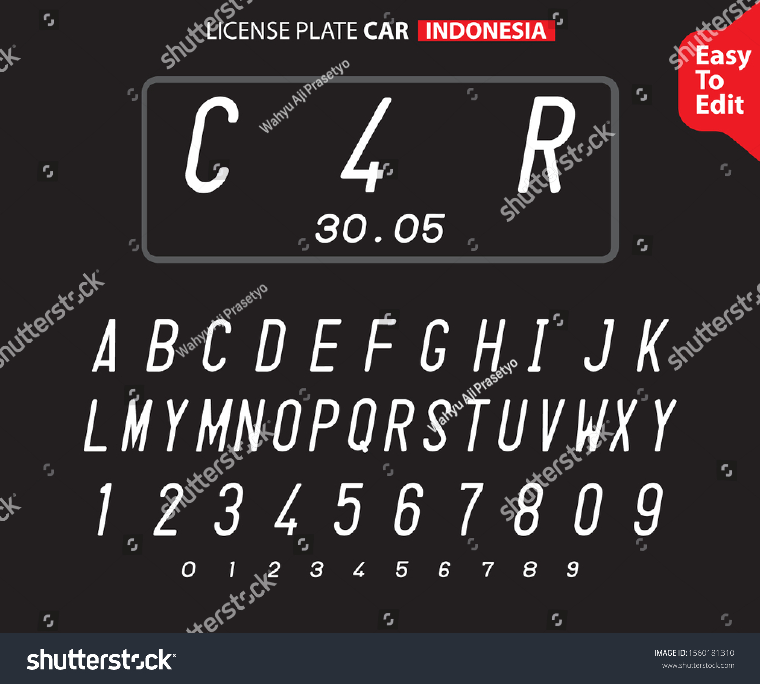 License Plate Font Car Motorcycle Identification Stock Vector (royalty 