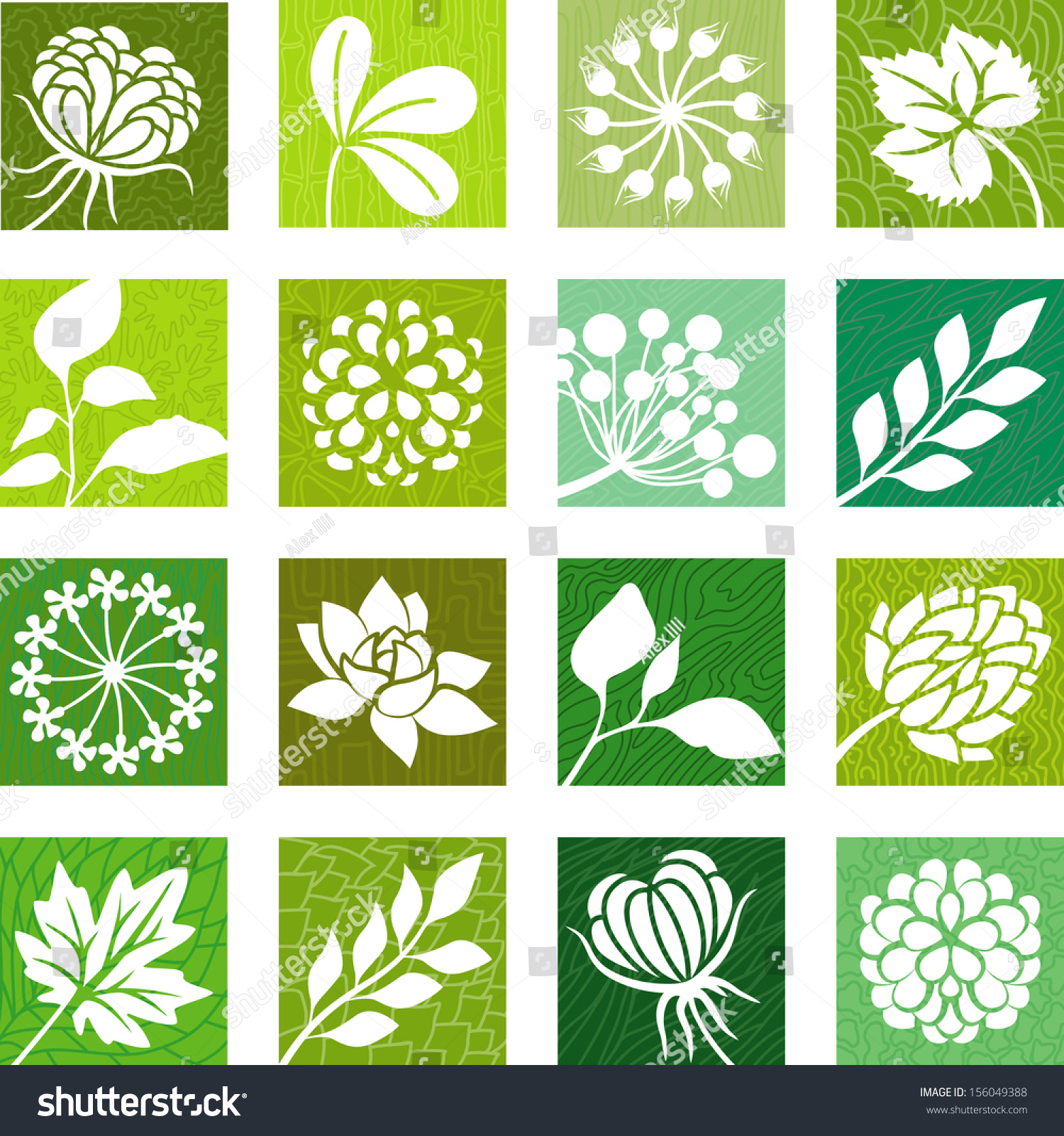 Plants Flowers Icons Stock Vector (Royalty Free) 156049388 | Shutterstock