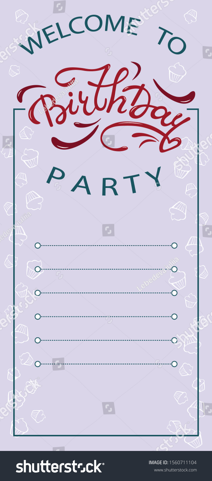 Invitation Template Happy Birthday Lettering Vector Stock Vector