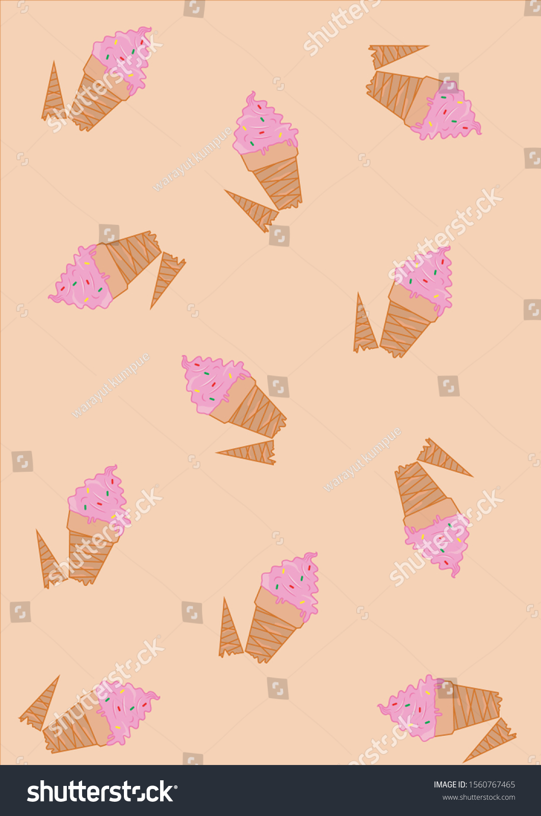 Ice Cream Cone Wallpaper Pink Background Stock Vector Royalty Free