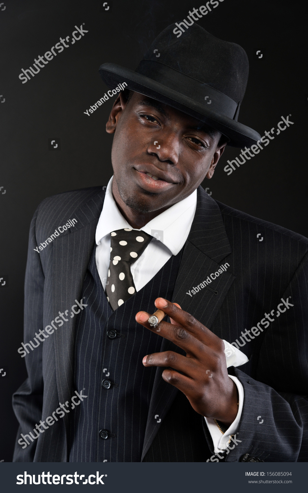 Retro African American Mafia Man Wearing Stock Photo 156085094 ...