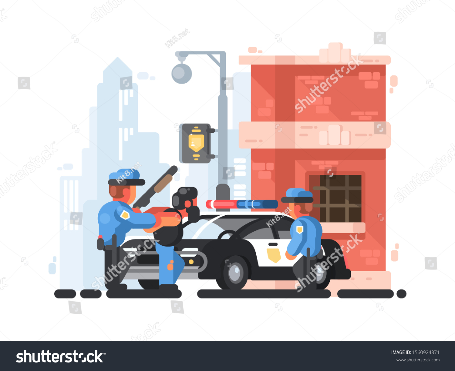 Police Station Patrol Detainee Handcuffs Illustration Stock 