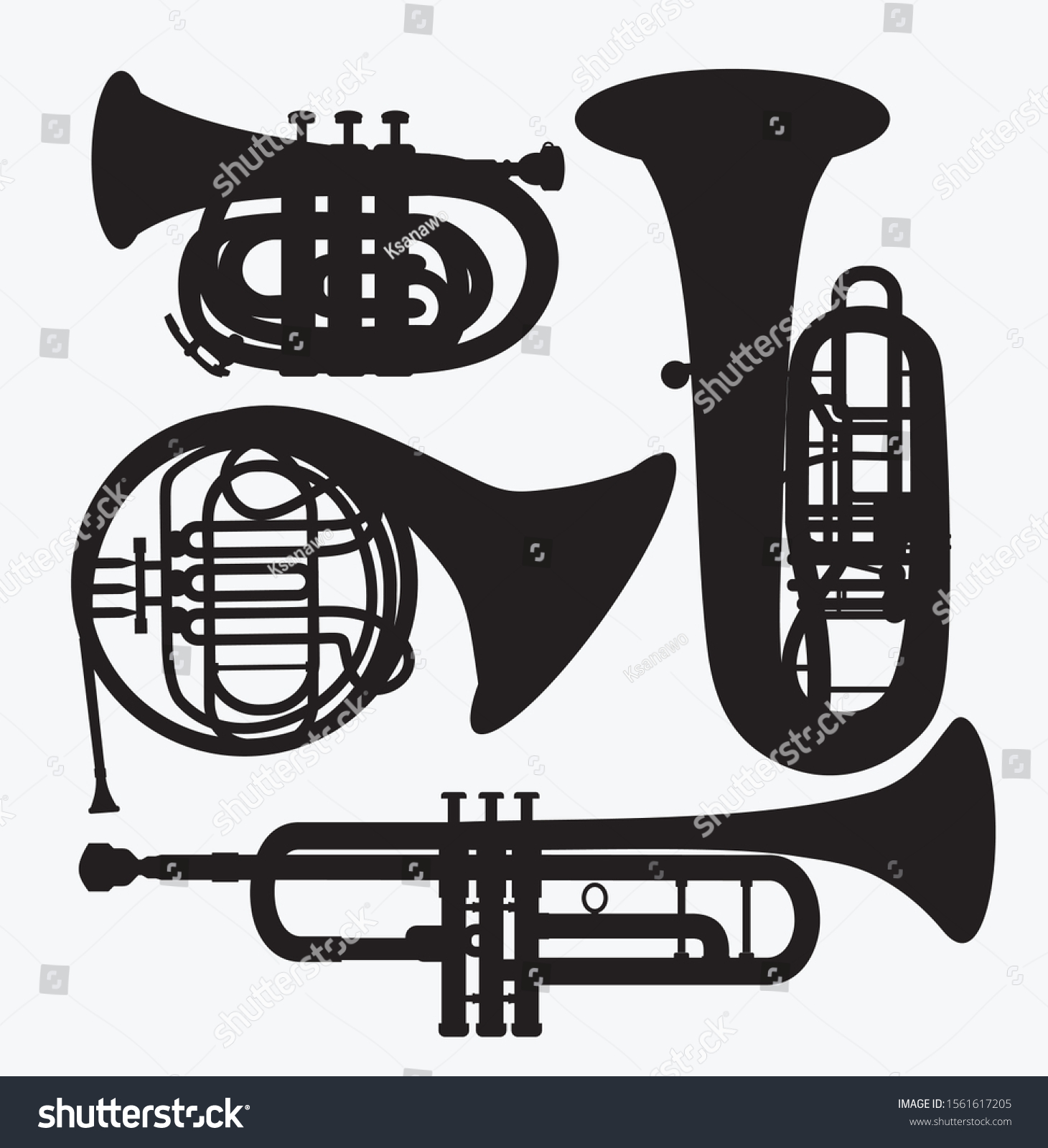 Set Wind Musical Instruments Vector Illustration Stock Vector (Royalty ...