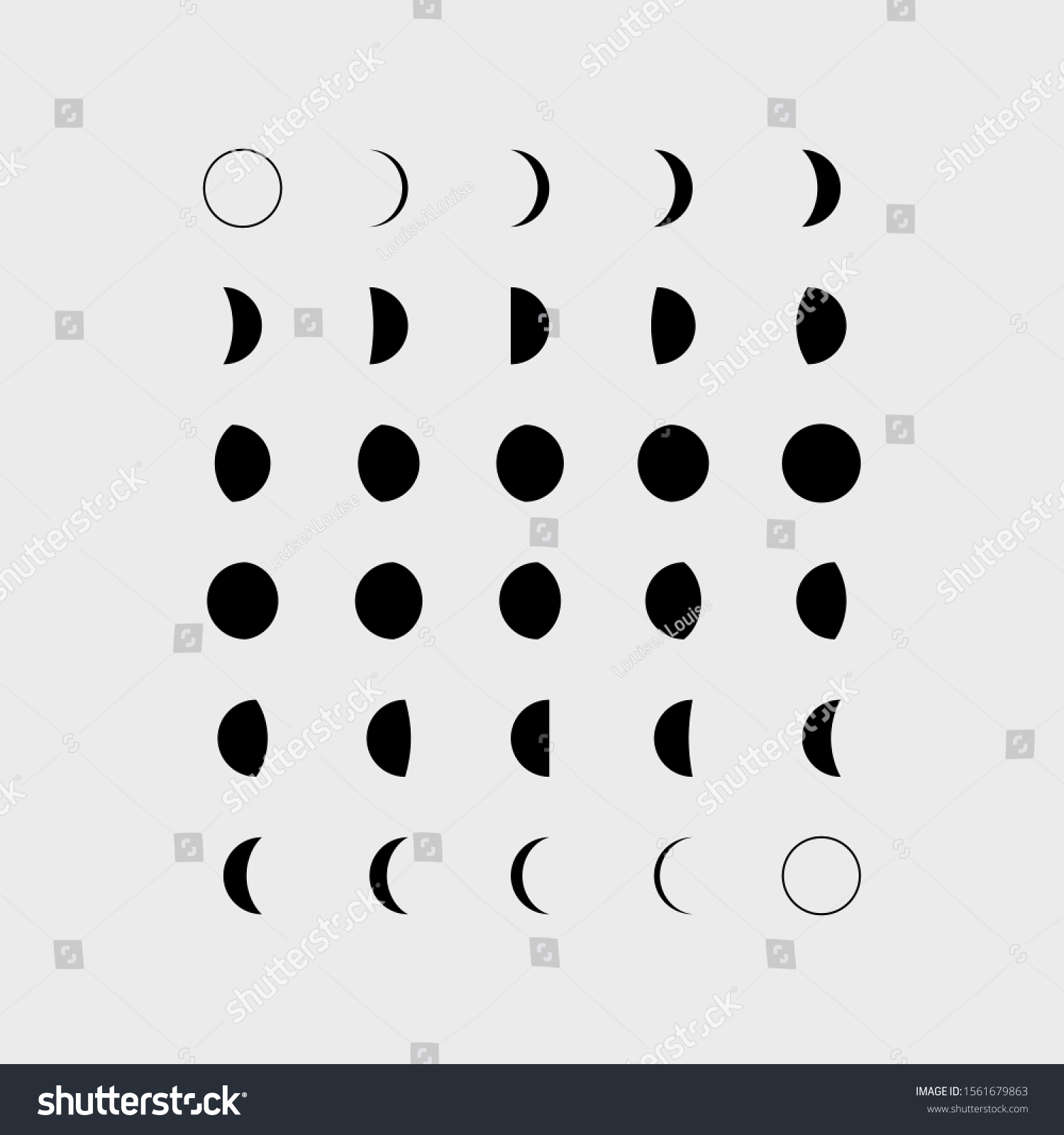 Moon Phases Simple Black White Stock Vector (Royalty Free) 1561679863 ...