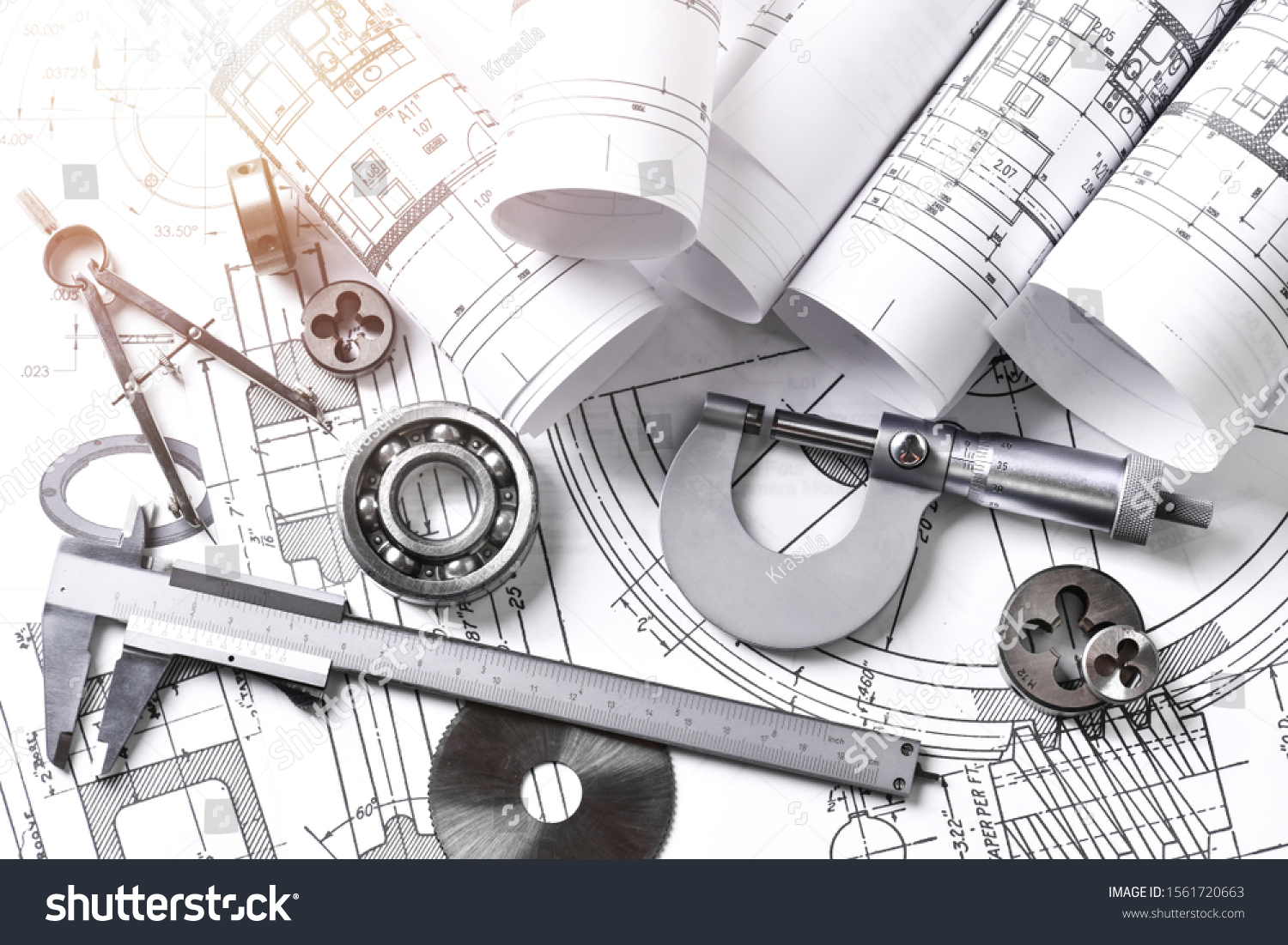 Technical Drawings Measure Tools Pencil Measurement Stock Photo ...