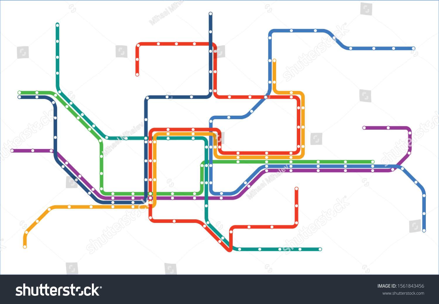 Colorful Metro Transportation Map Six Lines Stock Vector (Royalty Free ...