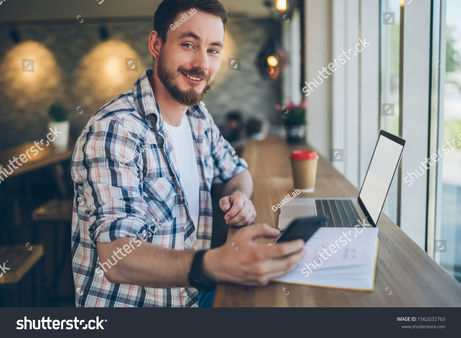 Side View Optimistic Friendly Outgoing Guy Stock Photo 1562032765 ...