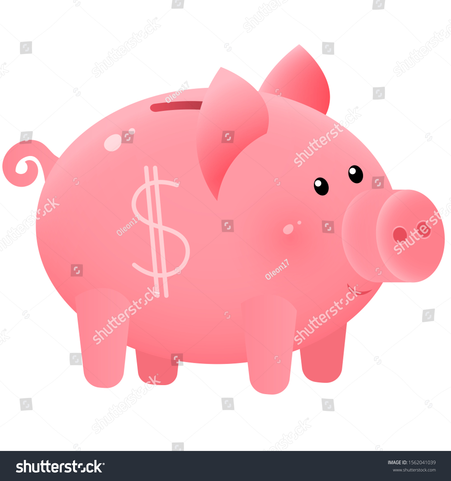 cute piggy bank side view