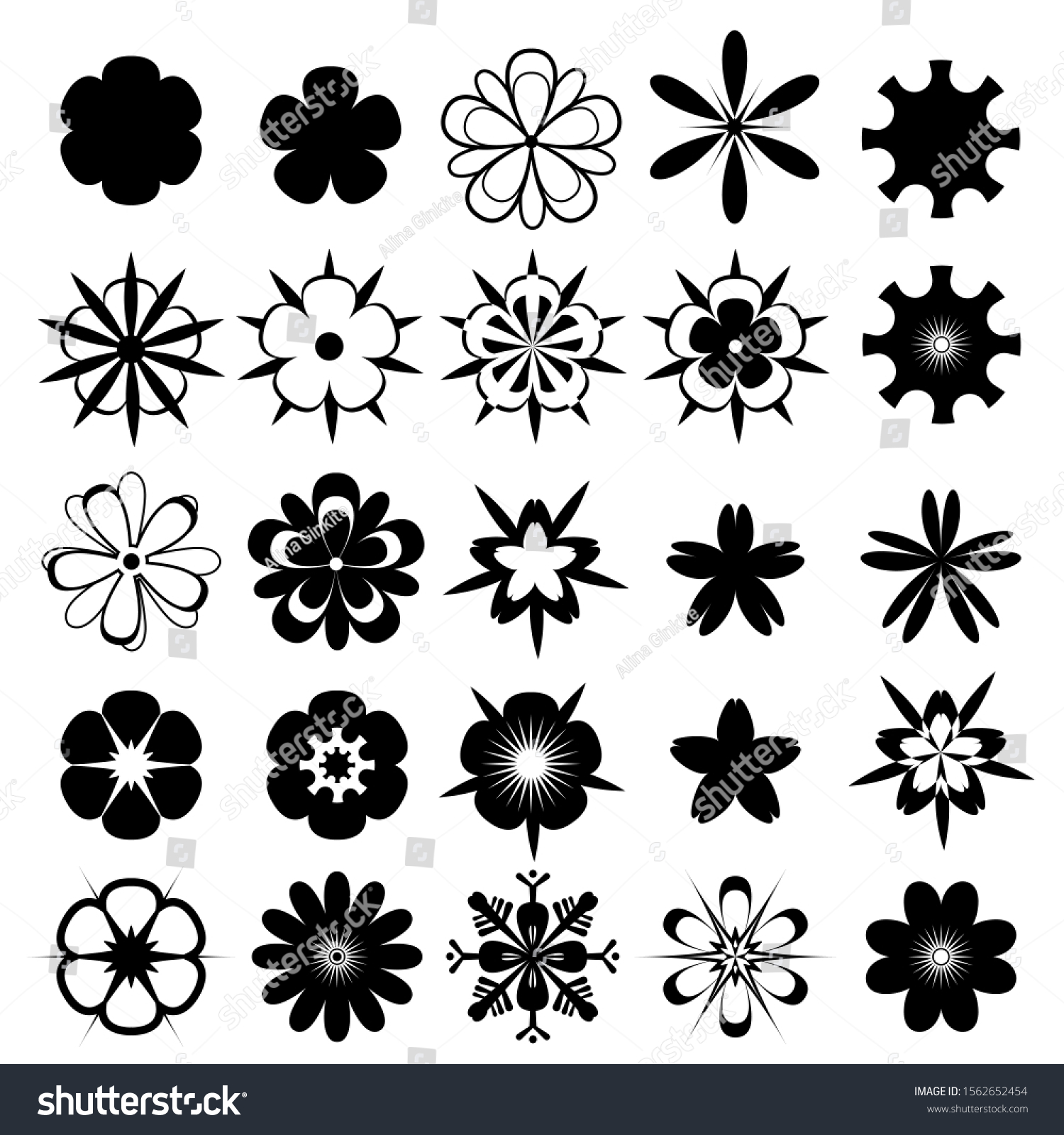 clipart of a black and white flower