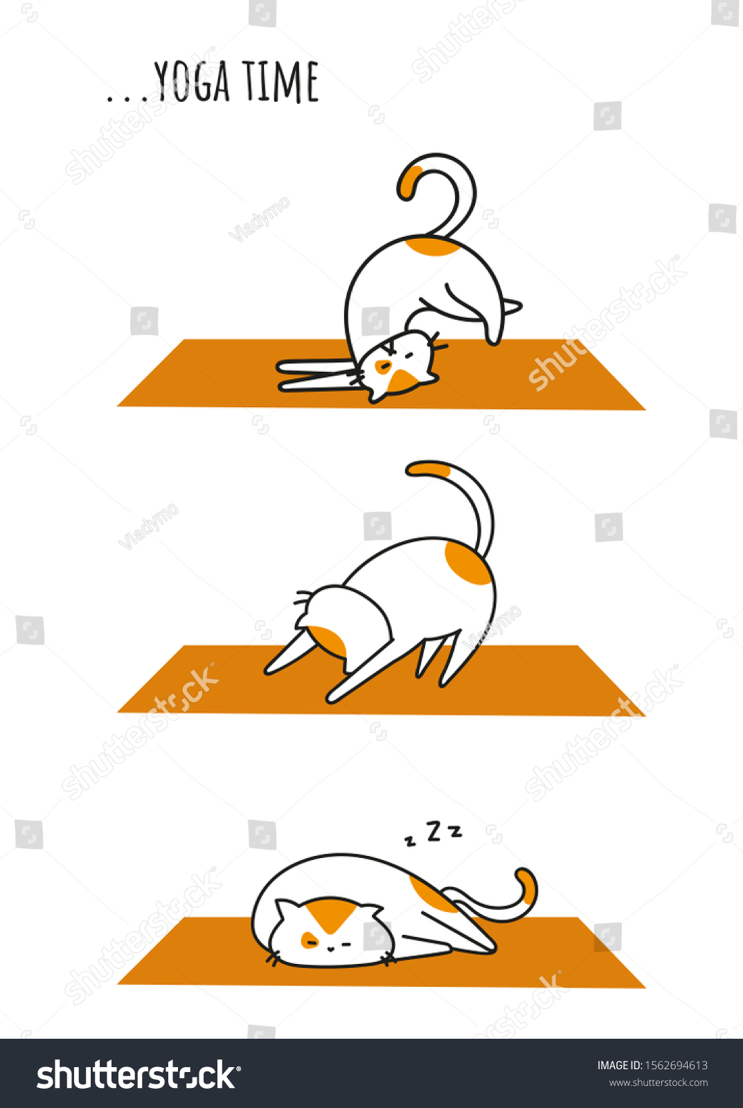 Funny Cat Doing Yoga Position Asana Stock Vector (Royalty Free ...