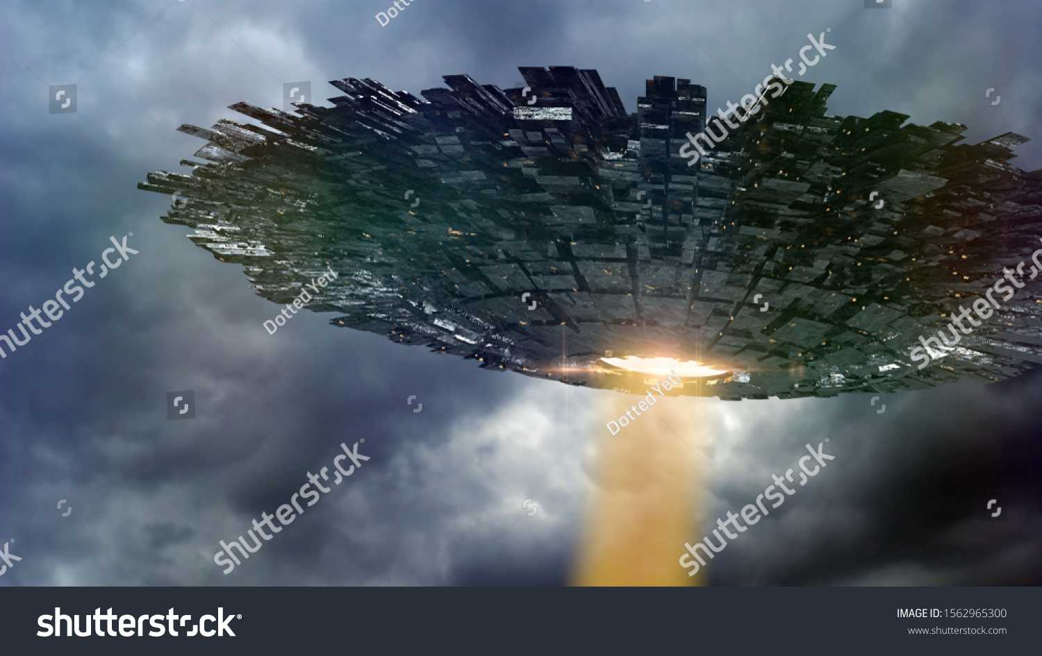 Ufo Alien Spaceship Flying Beam Light Stock Illustration 1562965300 