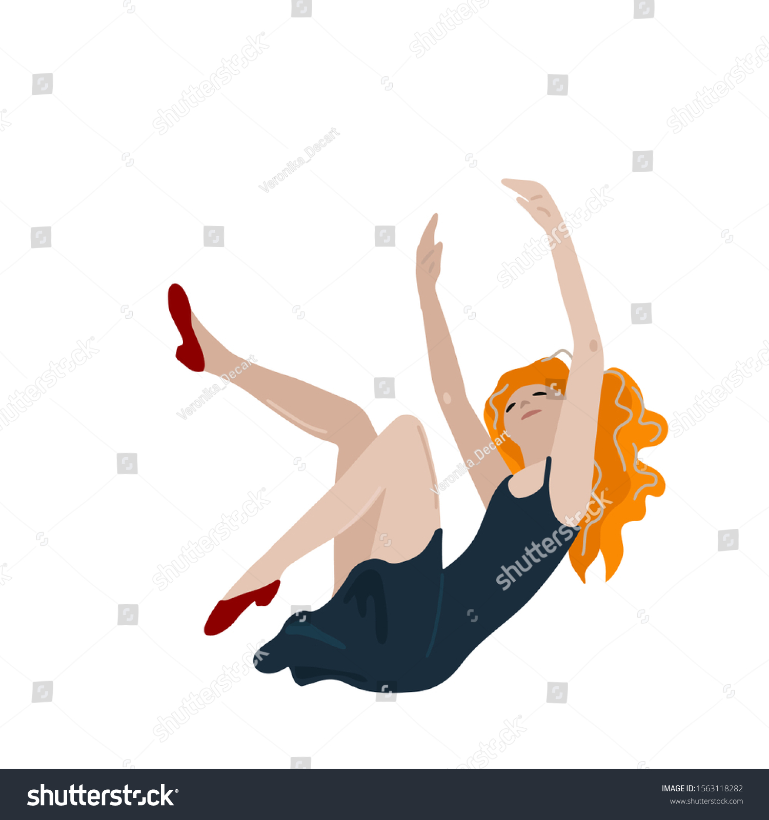 Young Girl Falling Down Woman Dress Stock Vector (Royalty Free ...