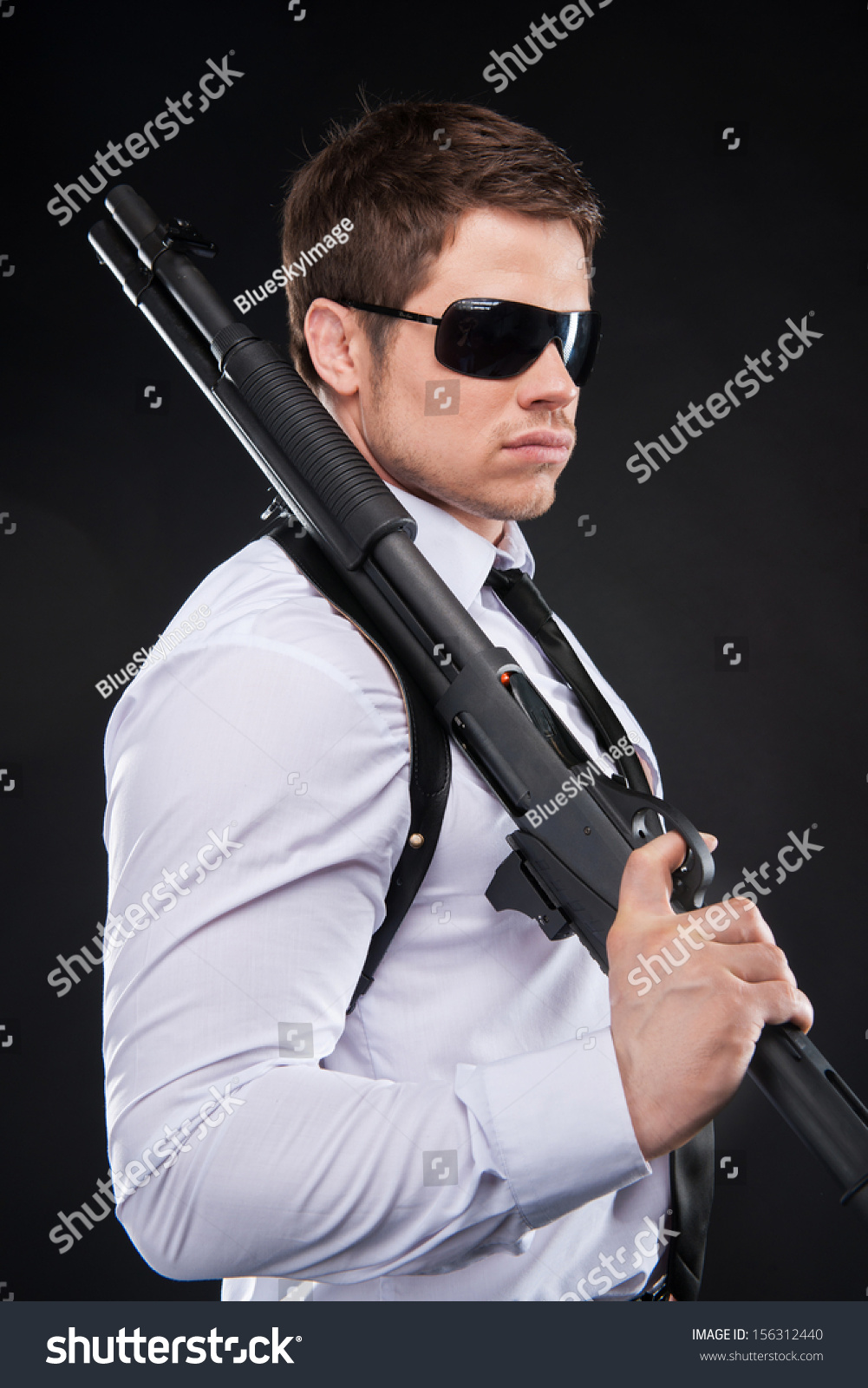 Bodyguard Side View Confident Young Man Stock Photo 156312440 ...