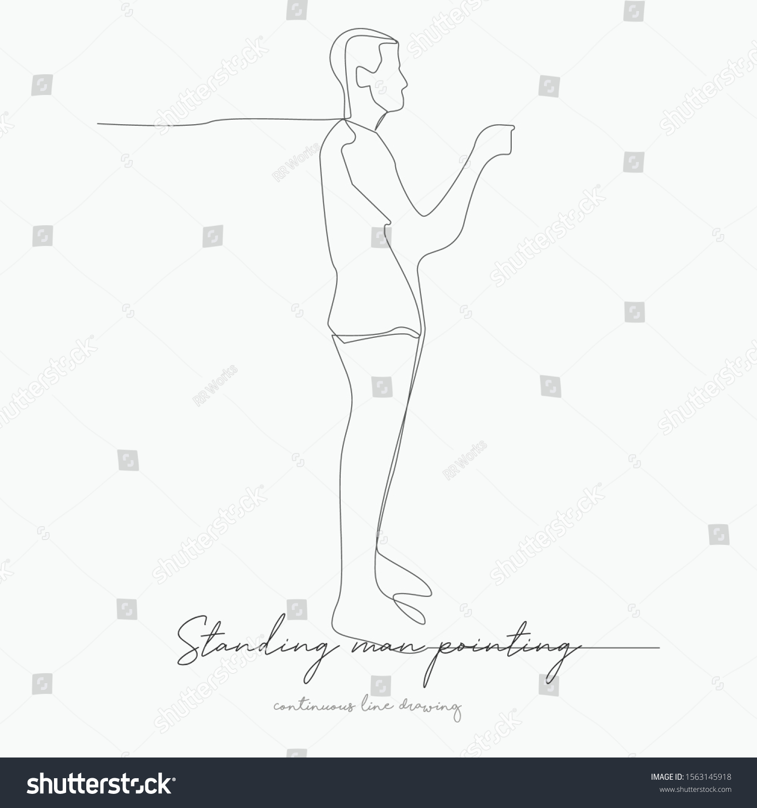 Continuous Line Drawing Standing Man Pointing Stock Vector (Royalty ...