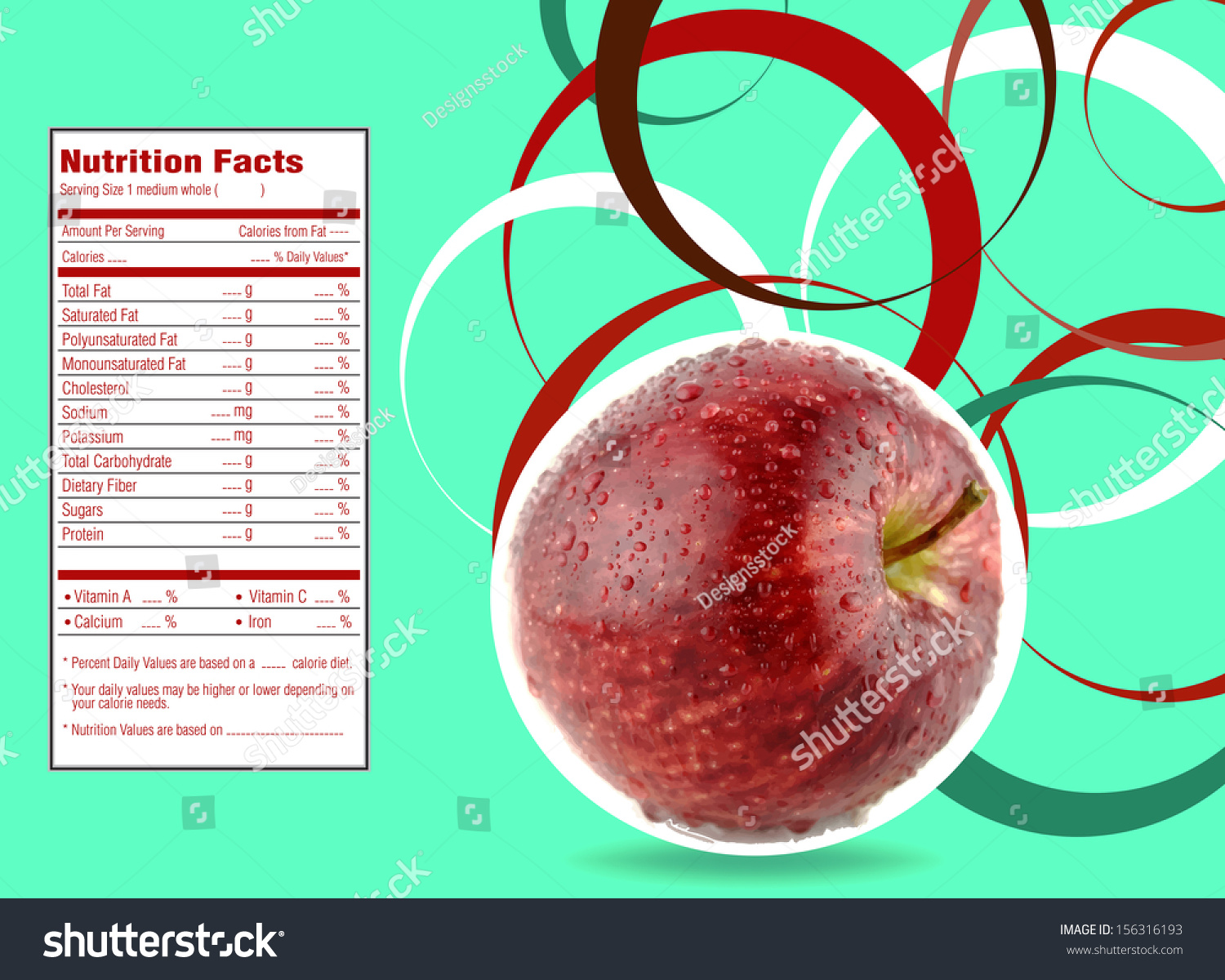 Creative Design Red Apple Nutrition Facts Stock Vector (Royalty Free ...