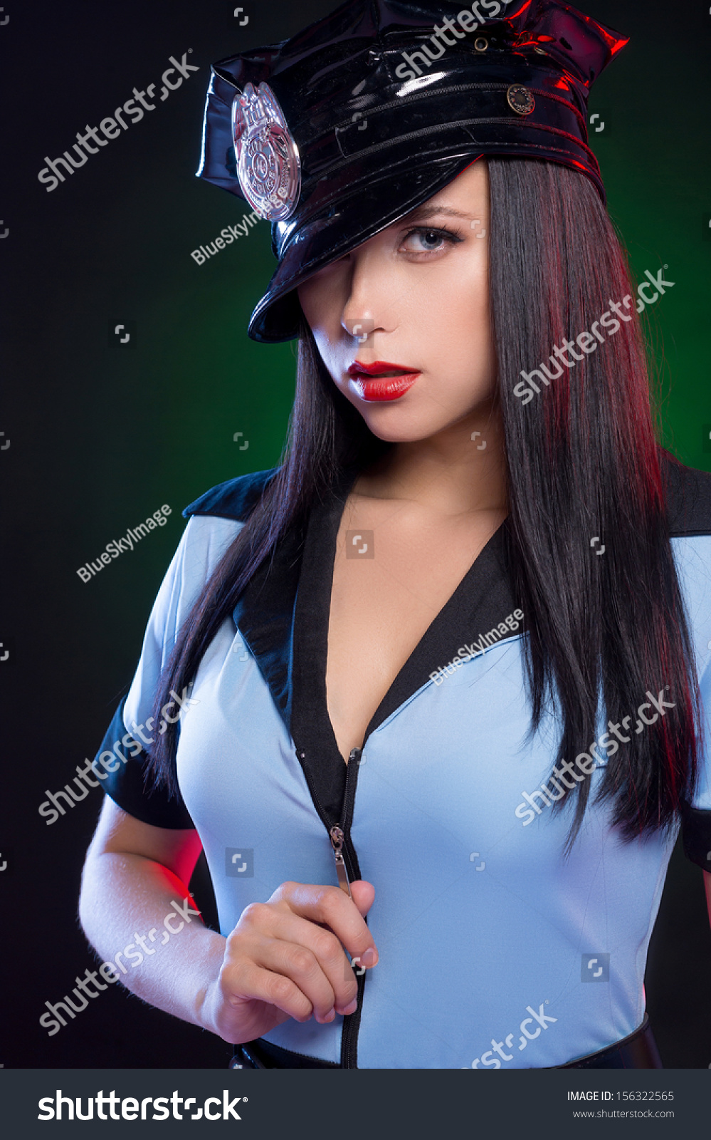 Sexy Policewoman Beautiful Young Policewoman Uniform Foto Stok 156322565 Shutterstock 