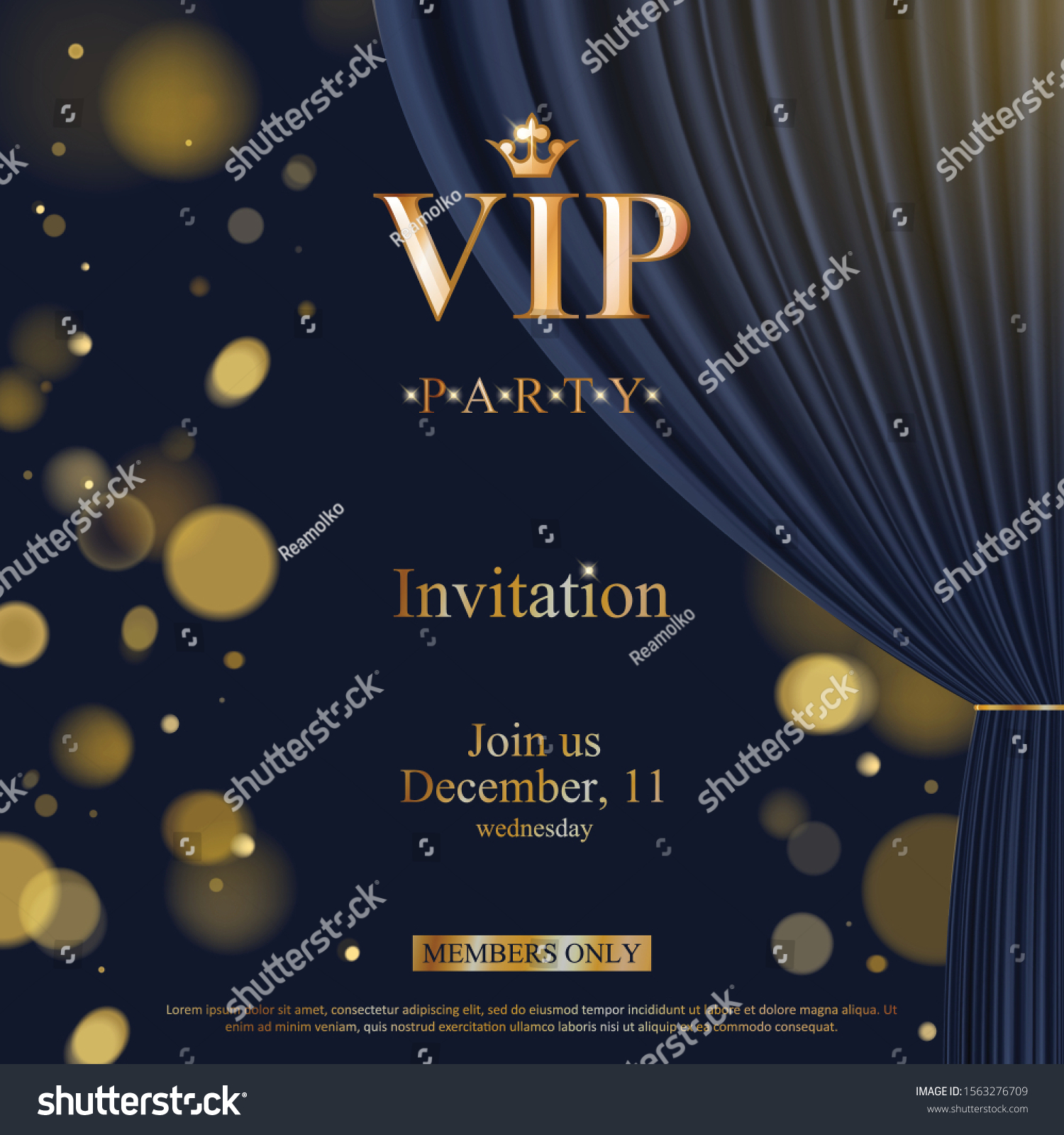 Vip Party Premium Invitation Card Poster Stock Vector Royalty Free 1563276709 Shutterstock