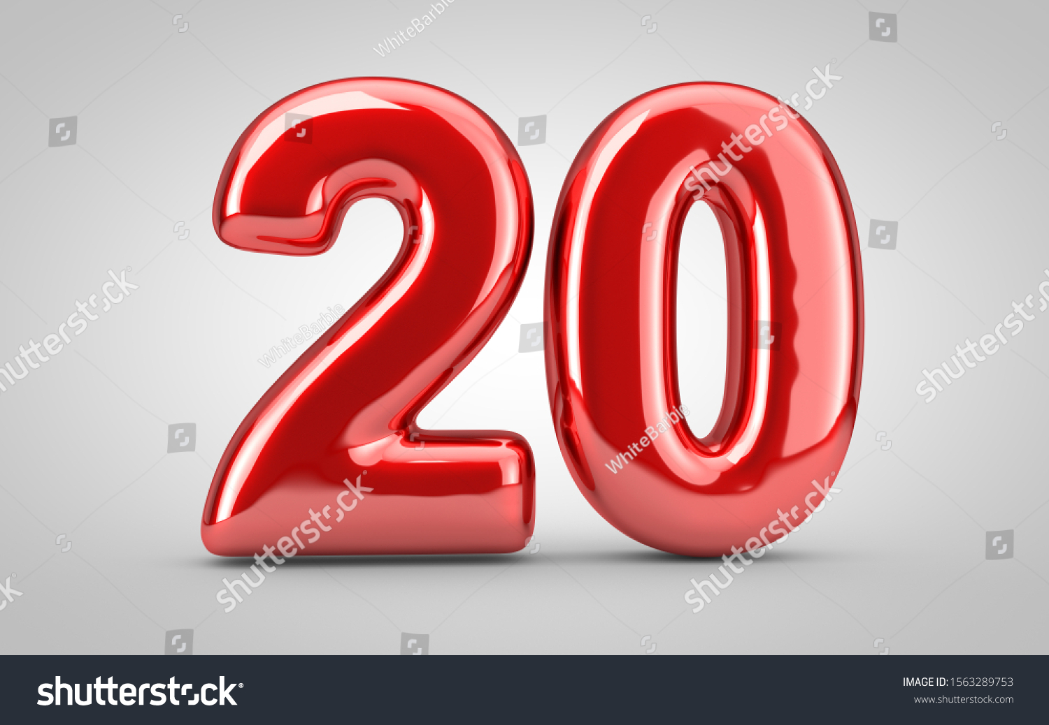Red Glossy Balloon Number 20 Isolated Stock Illustration 1563289753 ...