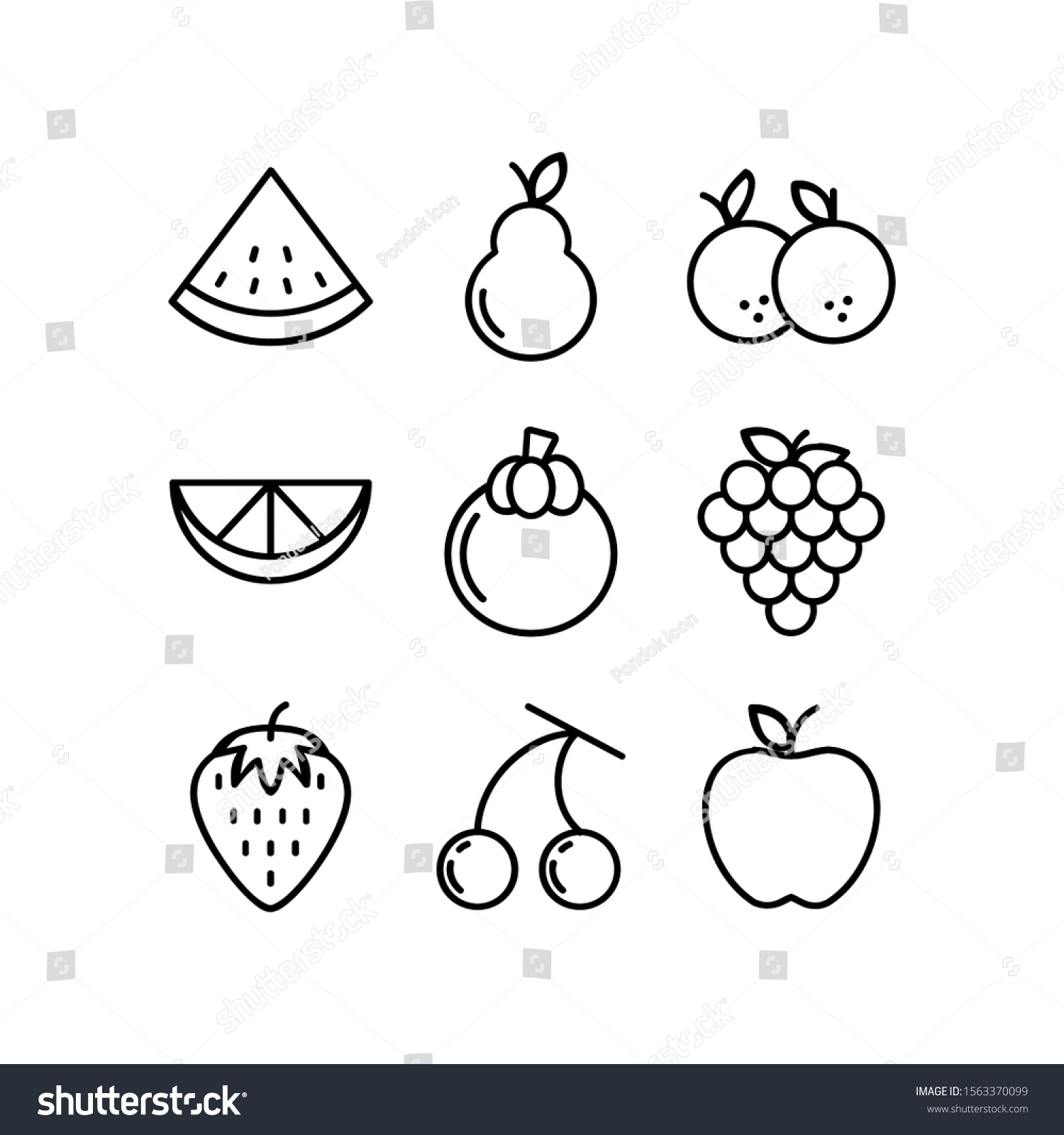 Fruit Icon Set Vector Illustration Logo Stock Vector (Royalty Free ...