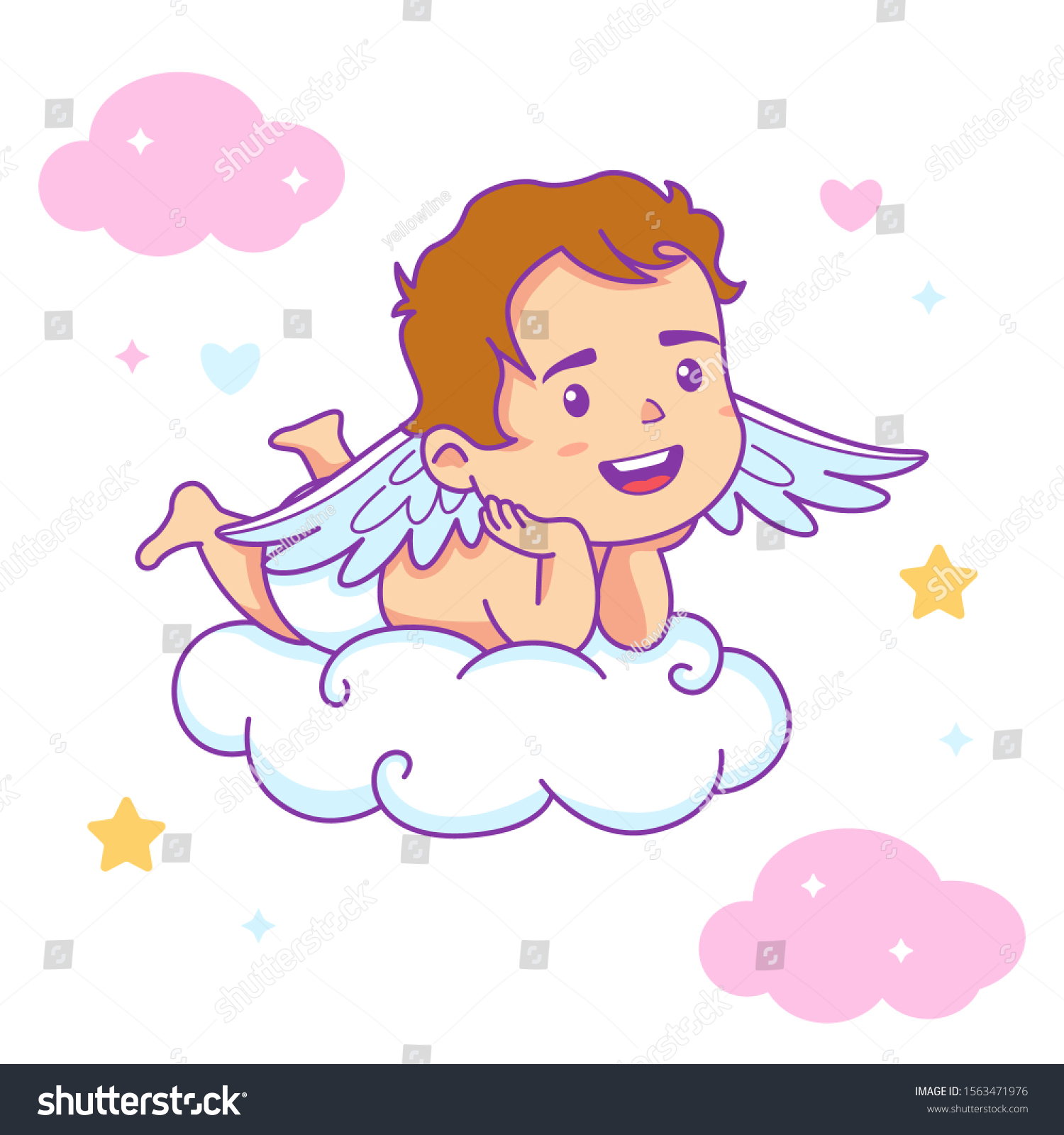 Cute Baby Boy Angel Clouds Vector Stock Vector (Royalty Free ...