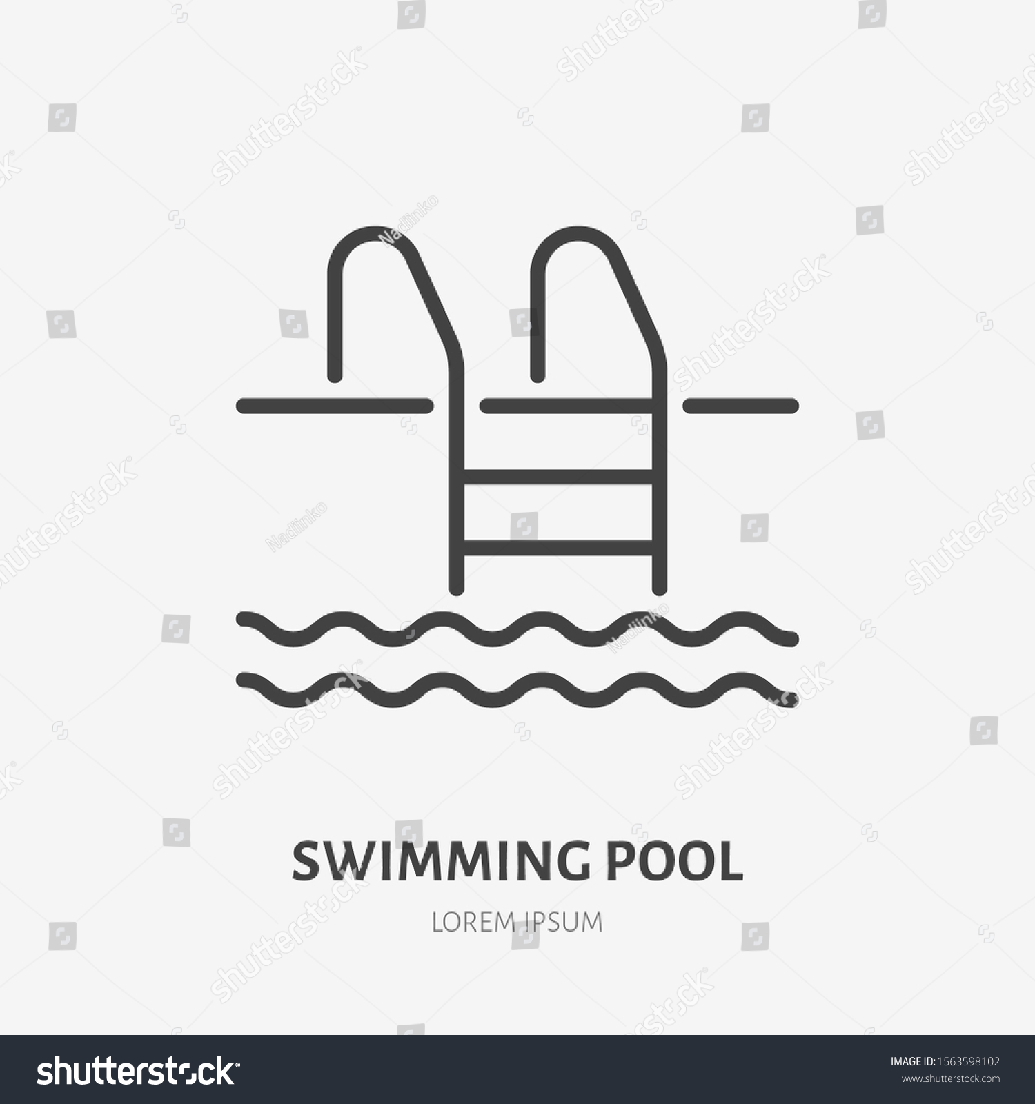 Swimmimg Pool Flat Line Icon Swim Stock Vector (Royalty Free ...