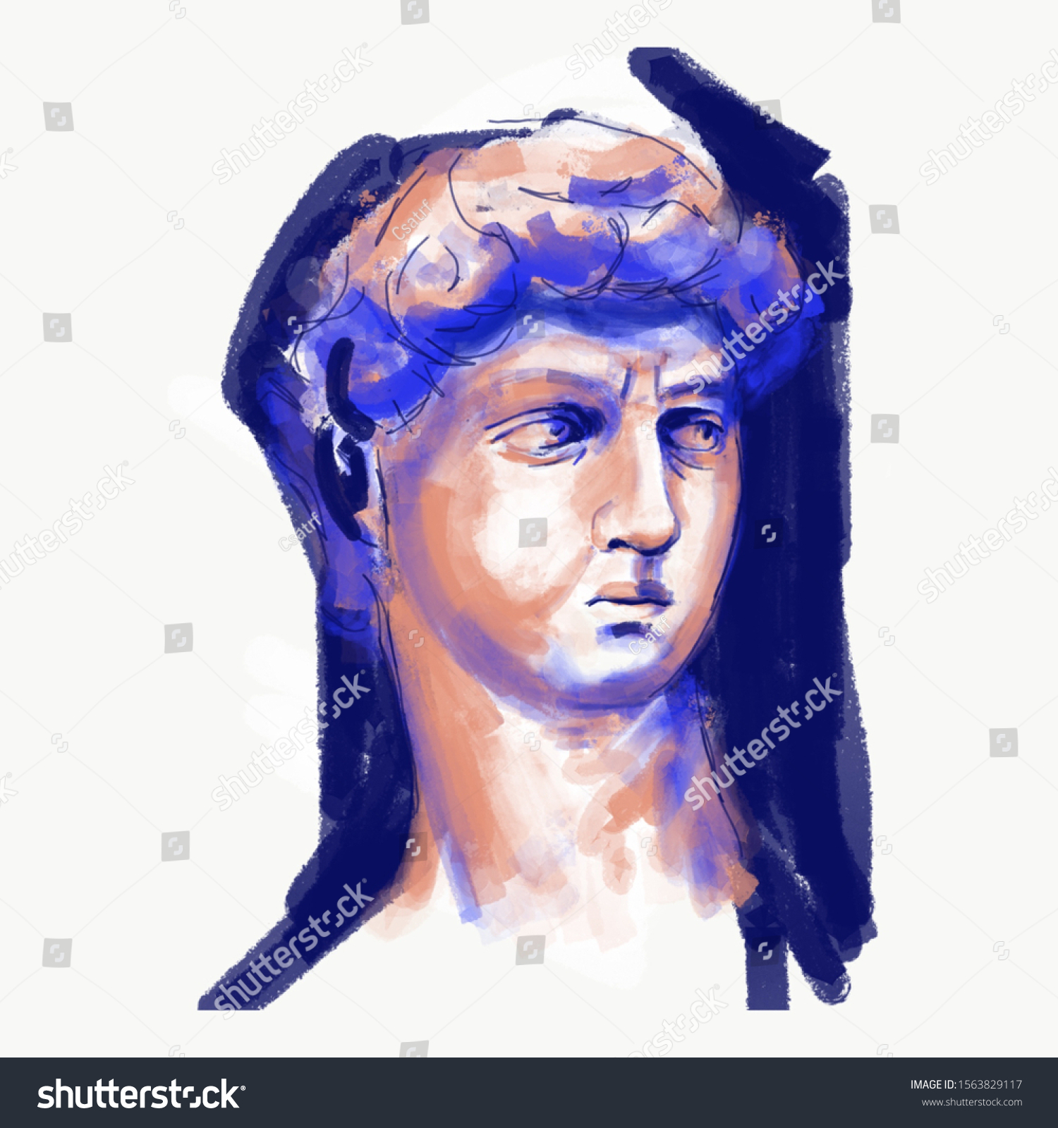 Sketch Draw Illustration About Face Greek Stock Illustration 1563829117 ...